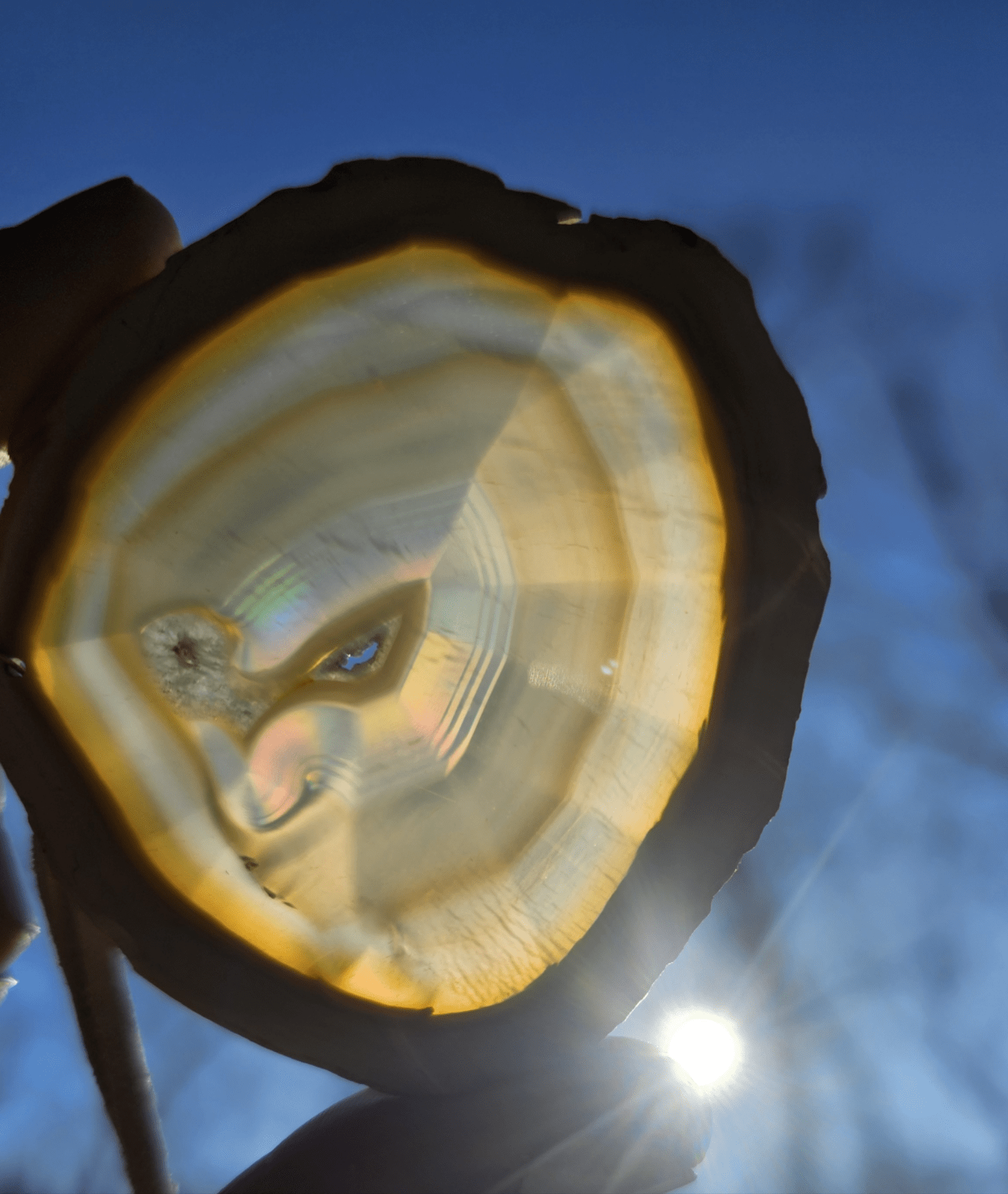 Handmade Iris Agate Suncatcher. Natural Rainbow Crystal. Home Decor - EarthyElementStudio