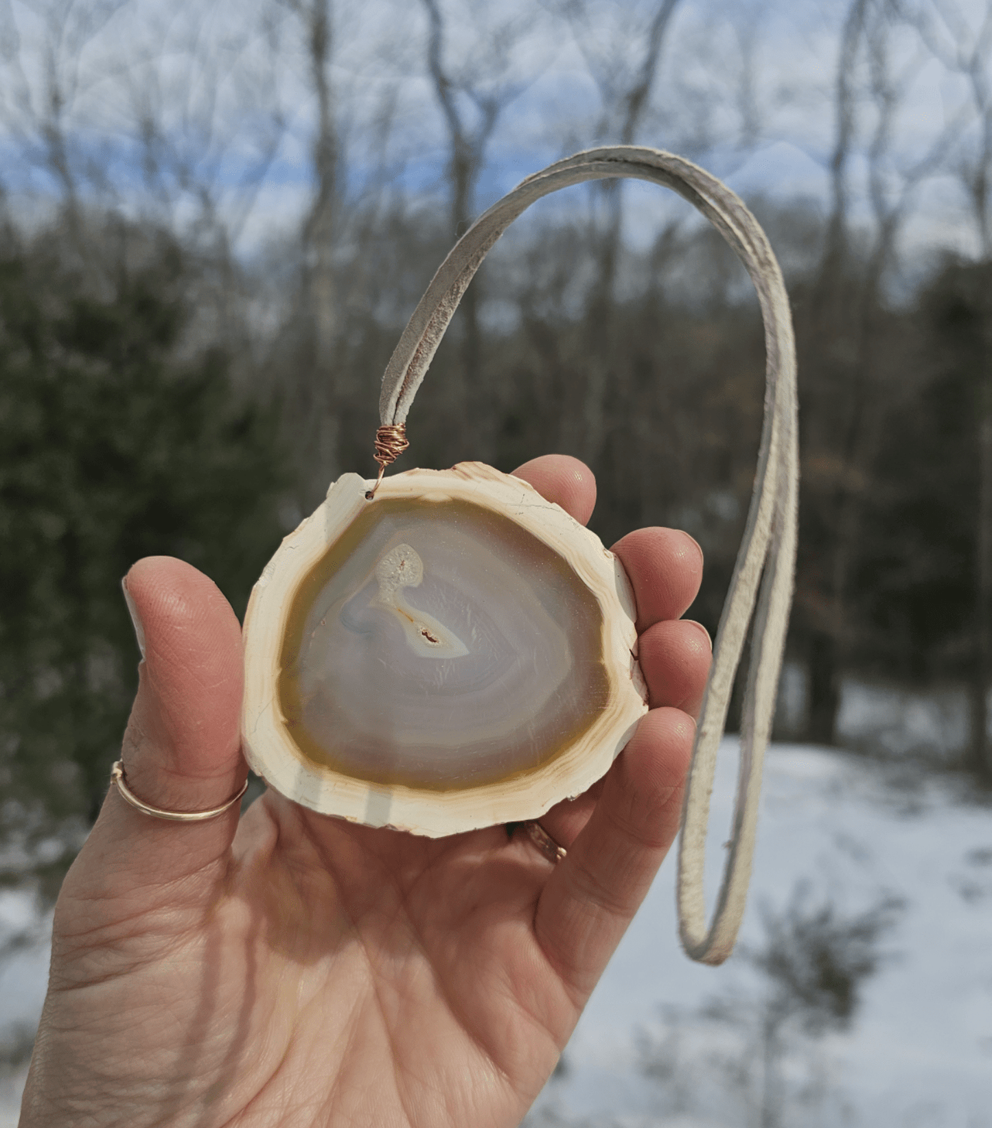 Handmade Iris Agate Suncatcher. Natural Rainbow Crystal. Home Decor - EarthyElementStudio