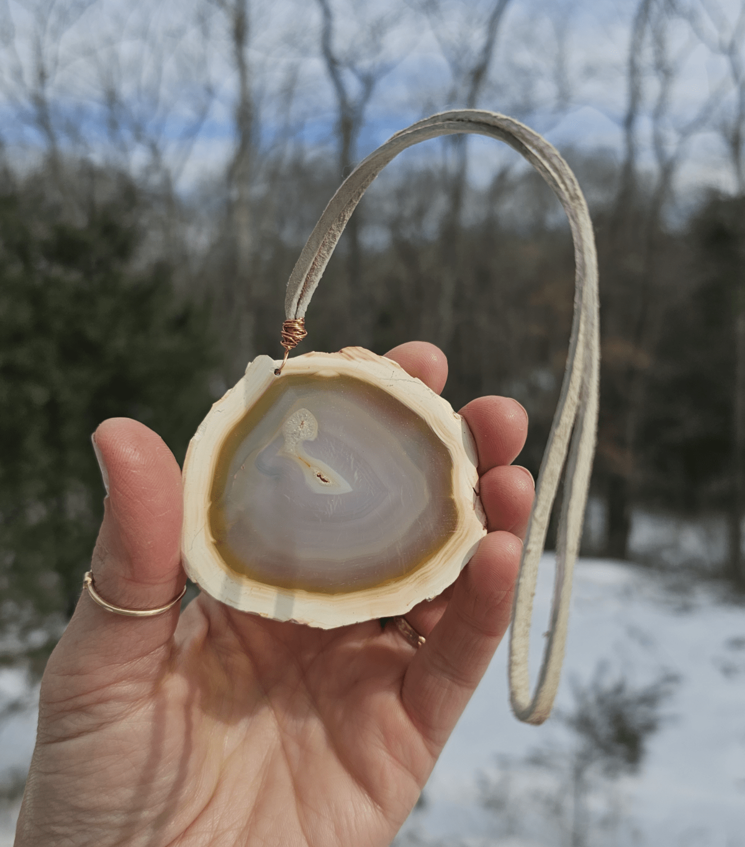 Handmade Iris Agate Suncatcher. Natural Rainbow Crystal. Home Decor - EarthyElementStudio
