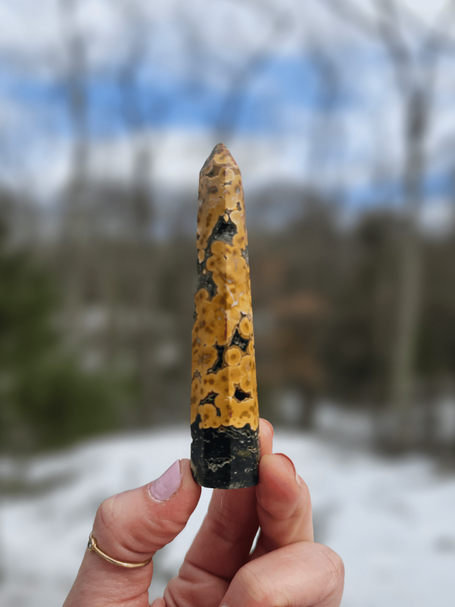 Orbicular Jasper Point. Ocean Jasper. Crystal Tower - EarthyElementStudio