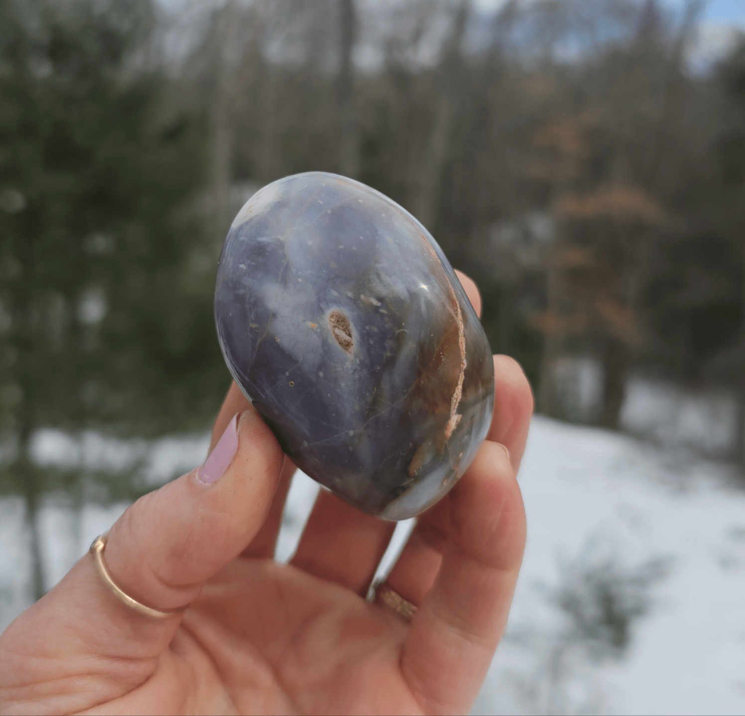Large Purple Chalcedony Palmstone. Freeform. Indonesian Agate. - EarthyElementStudio
