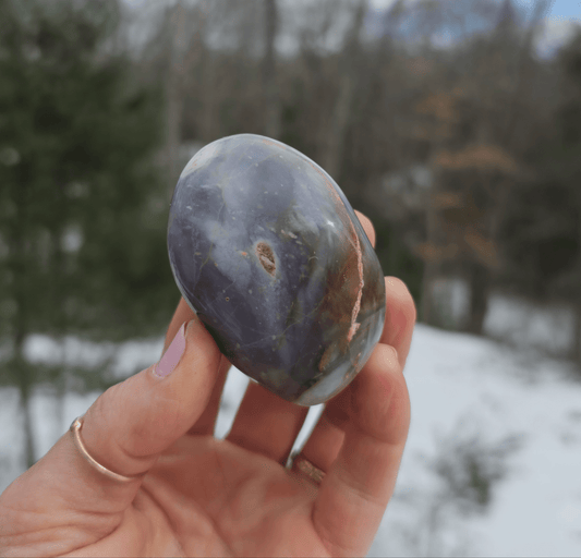 Large Purple Chalcedony Palmstone. Freeform. Indonesian Agate. - EarthyElementStudio