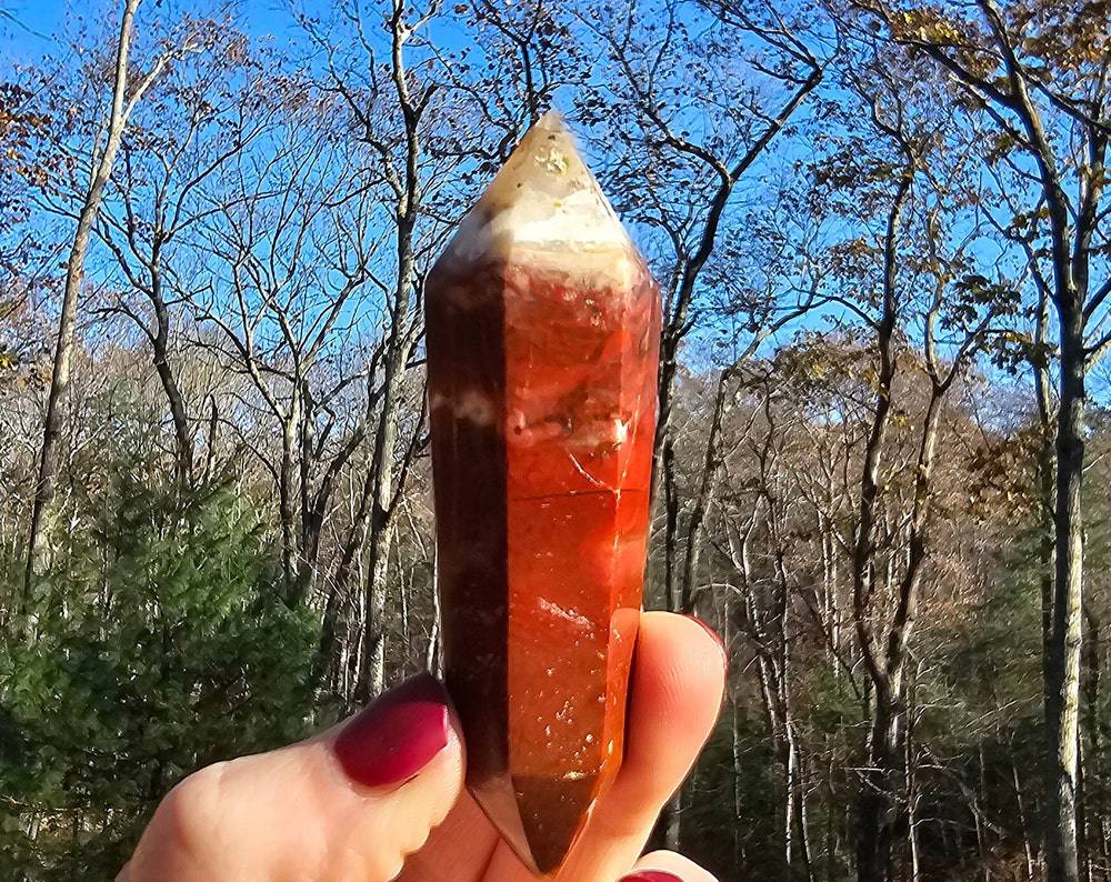 Beautiful Red Moss Agate Double Terminate Point - EarthyElementStudio