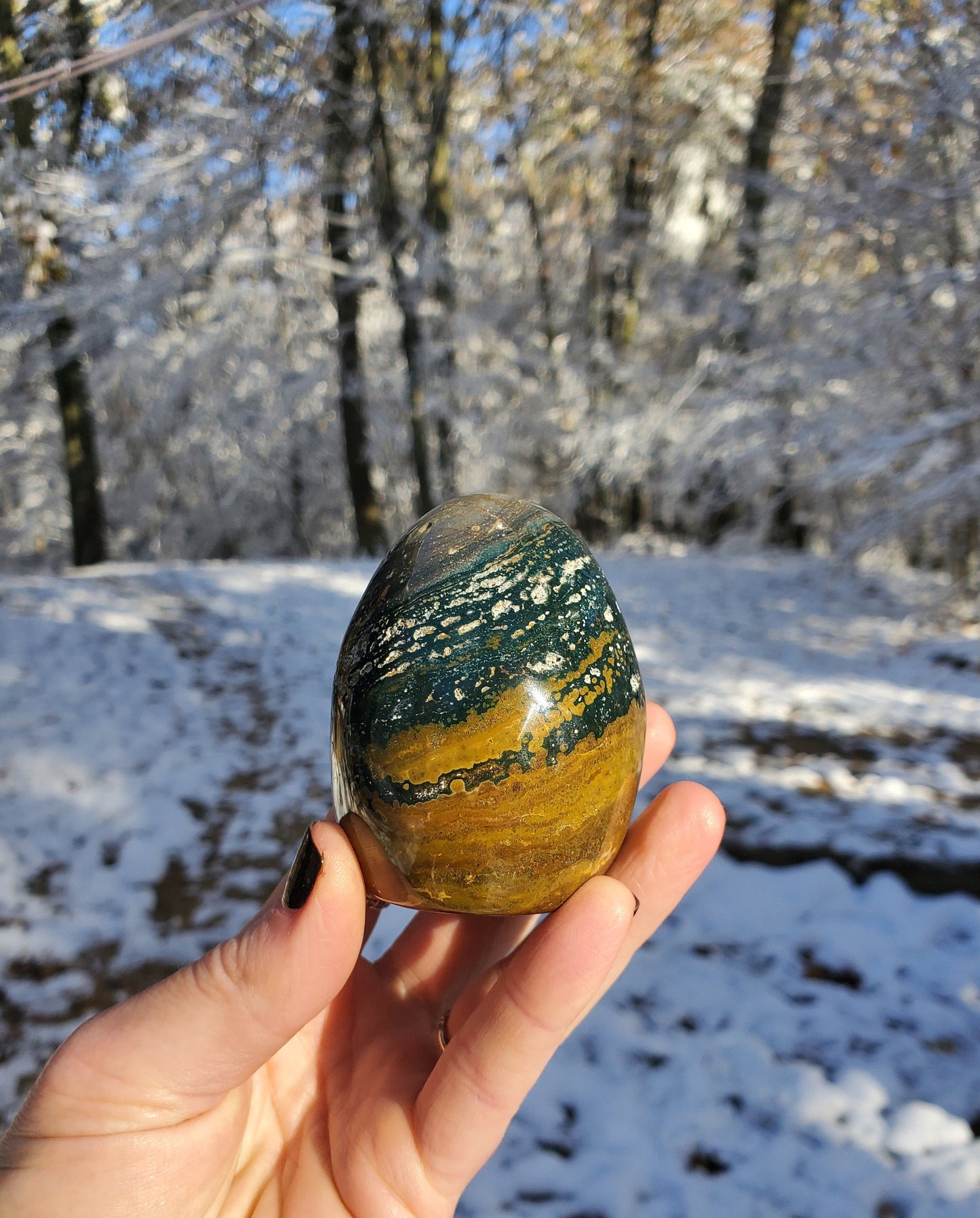 Ocean Jasper Freeform. Green Jasper. Rare Jasper.  Polished Crystal. Meditation Tool.