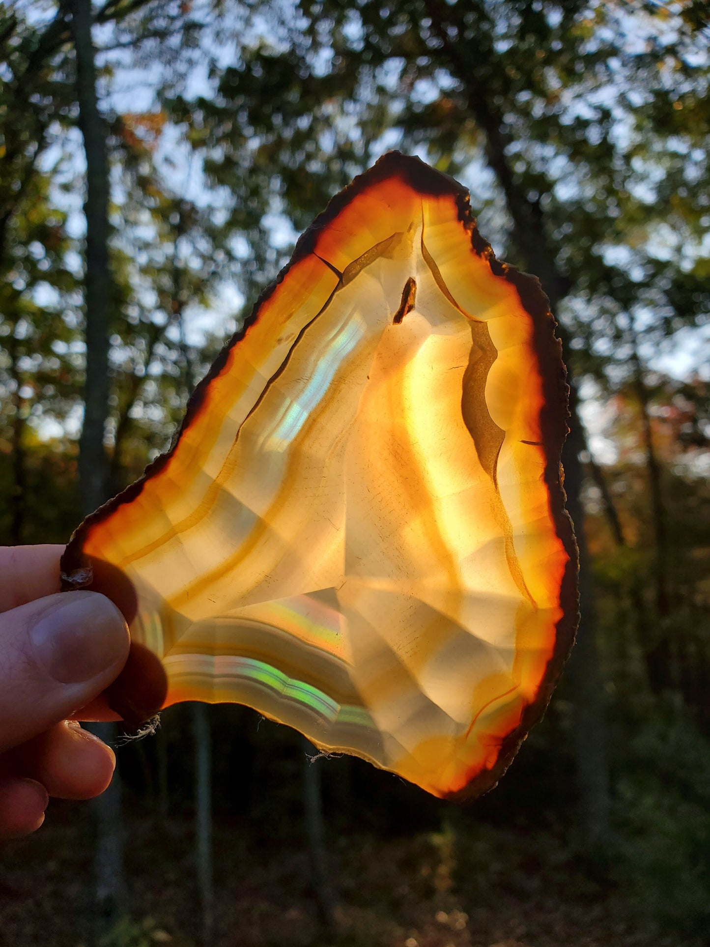 Gorgeous Dark Iris Agate Slice. IRIDESCENT Agate. MEDITATION Tool.