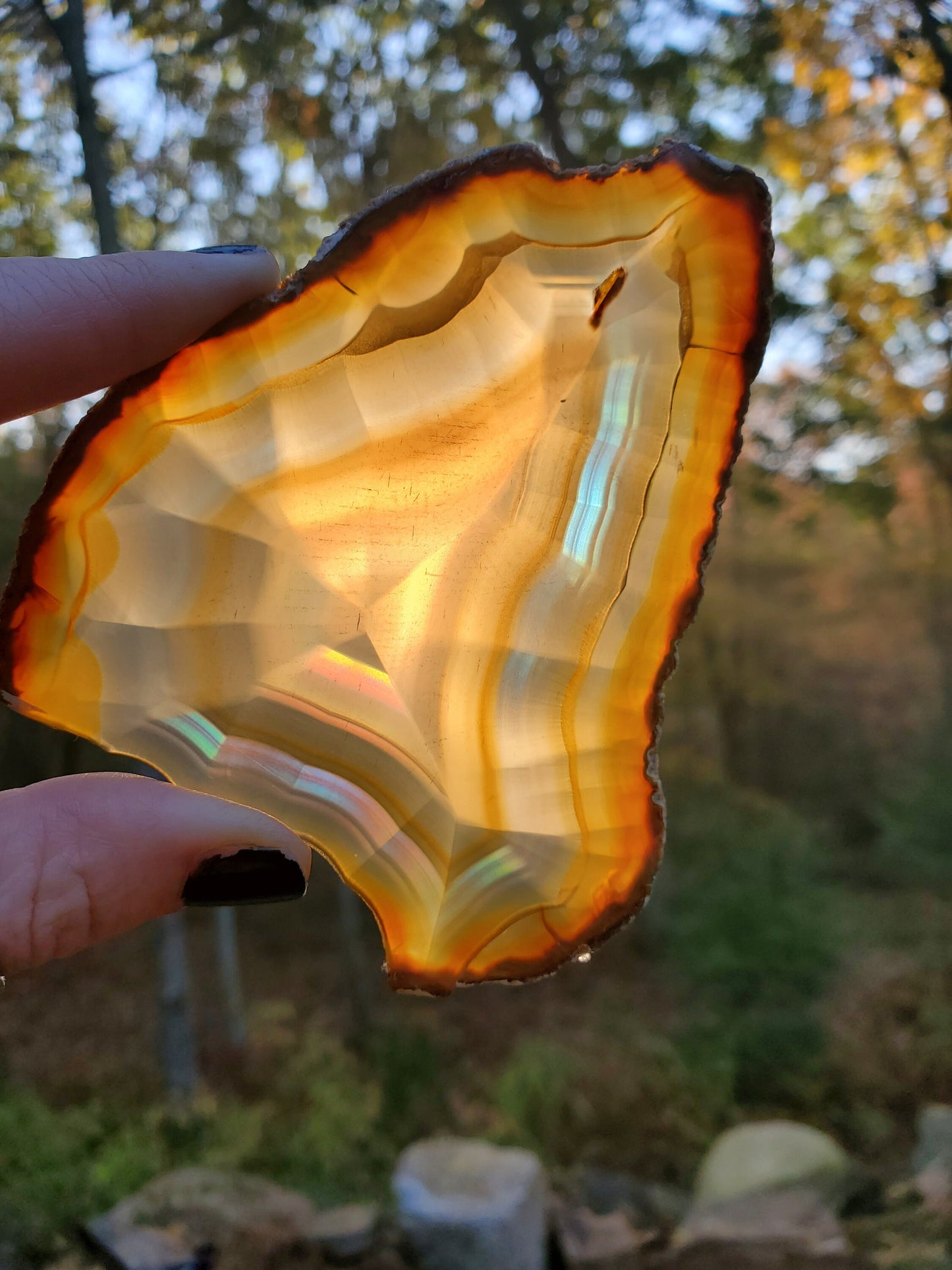 Gorgeous Dark Iris Agate Slice. IRIDESCENT Agate. MEDITATION Tool.