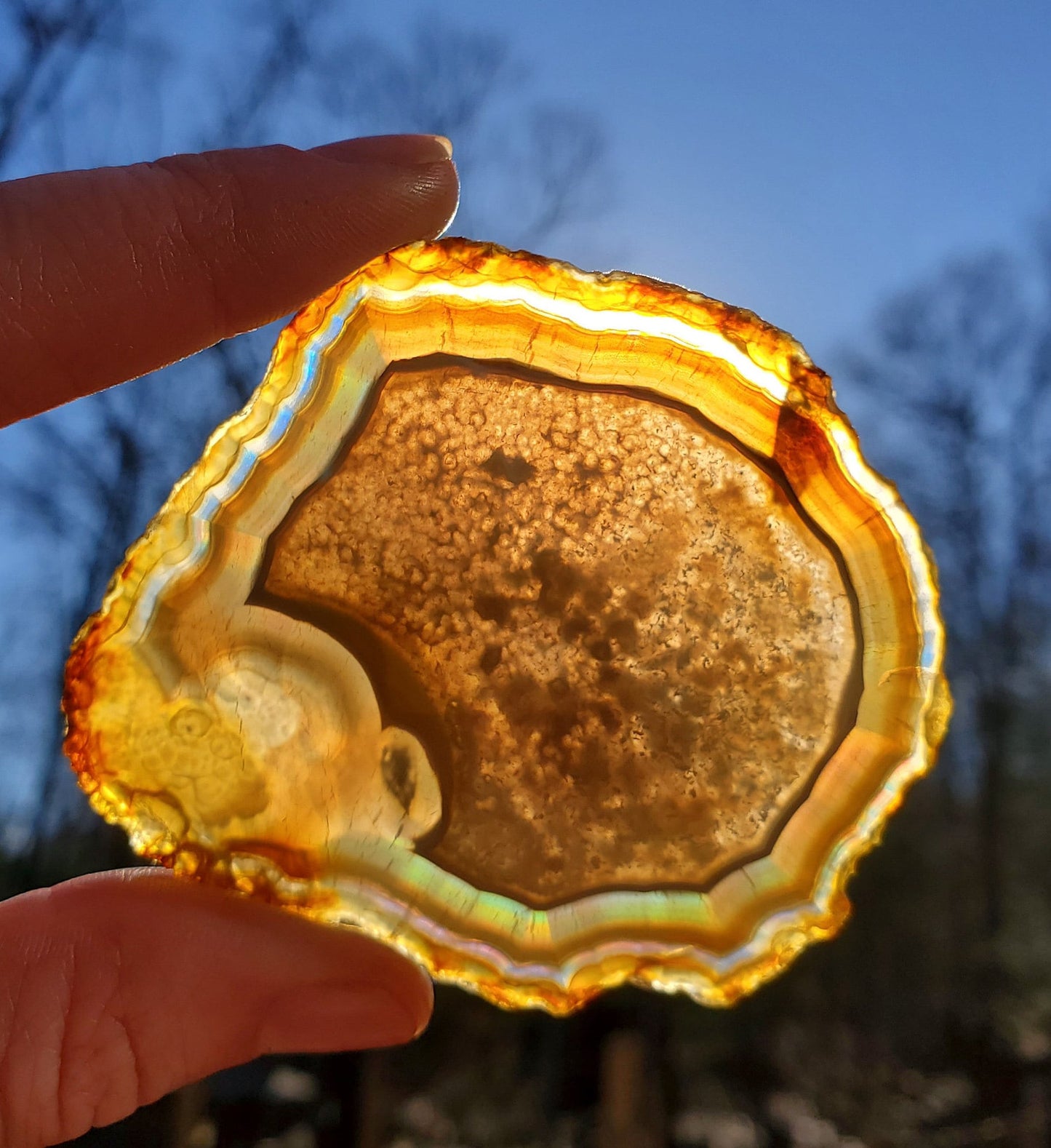 Beautiful Dark Iris Agate Slice. IRIDESCENT Agate. MEDITATION Tool.  Natural Rainbow Crystal