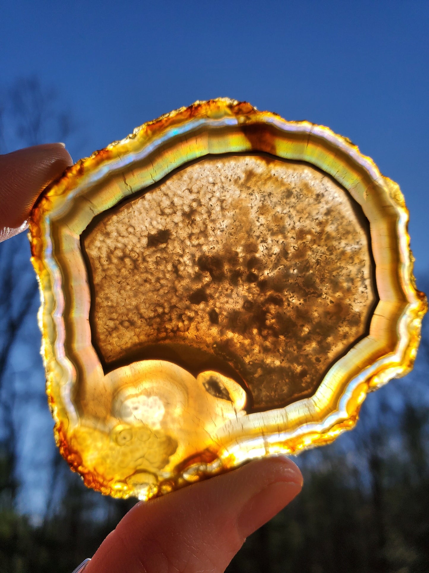 Beautiful Dark Iris Agate Slice. IRIDESCENT Agate. MEDITATION Tool.  Natural Rainbow Crystal