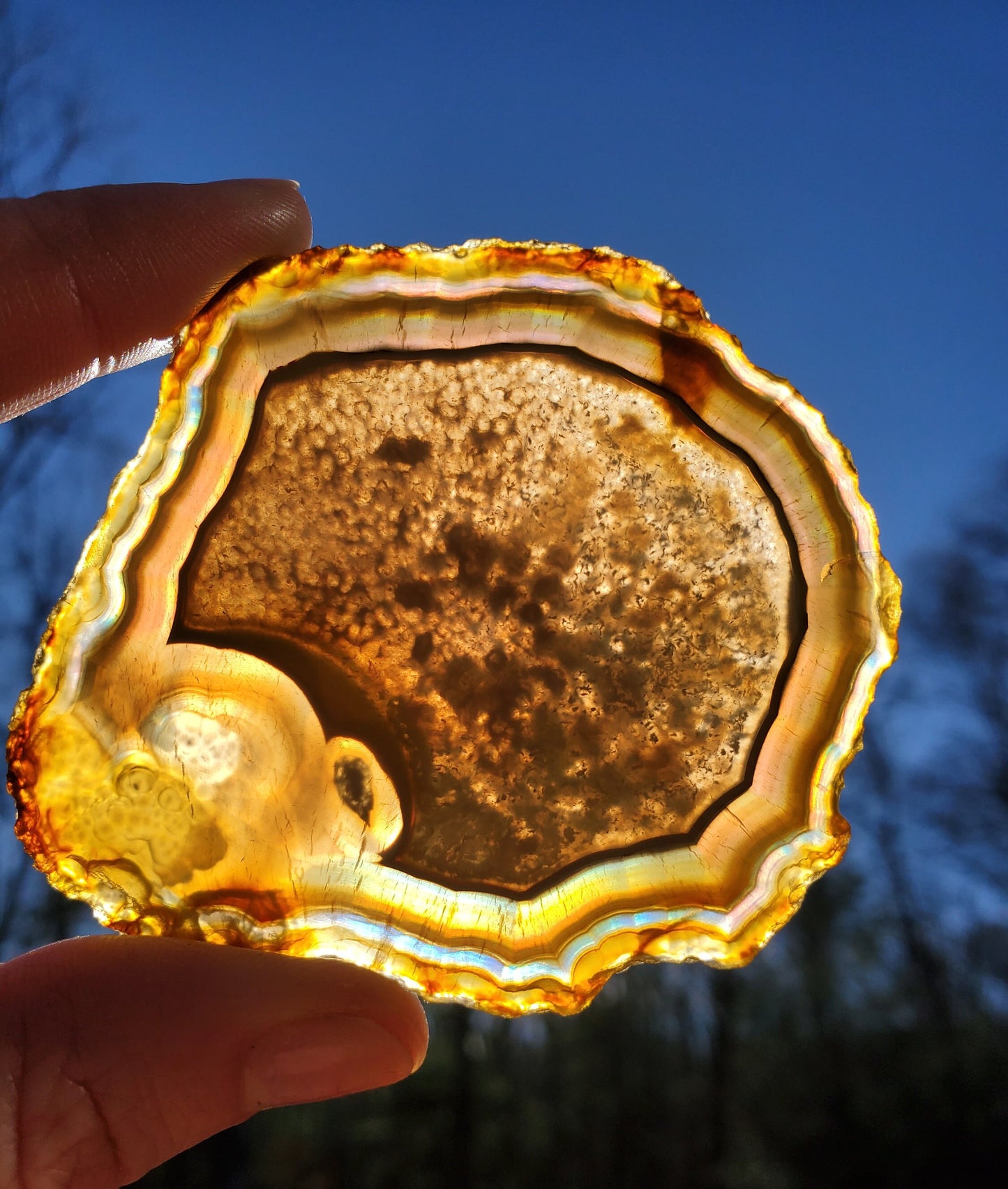 Beautiful Dark Iris Agate Slice. IRIDESCENT Agate. MEDITATION Tool.  Natural Rainbow Crystal