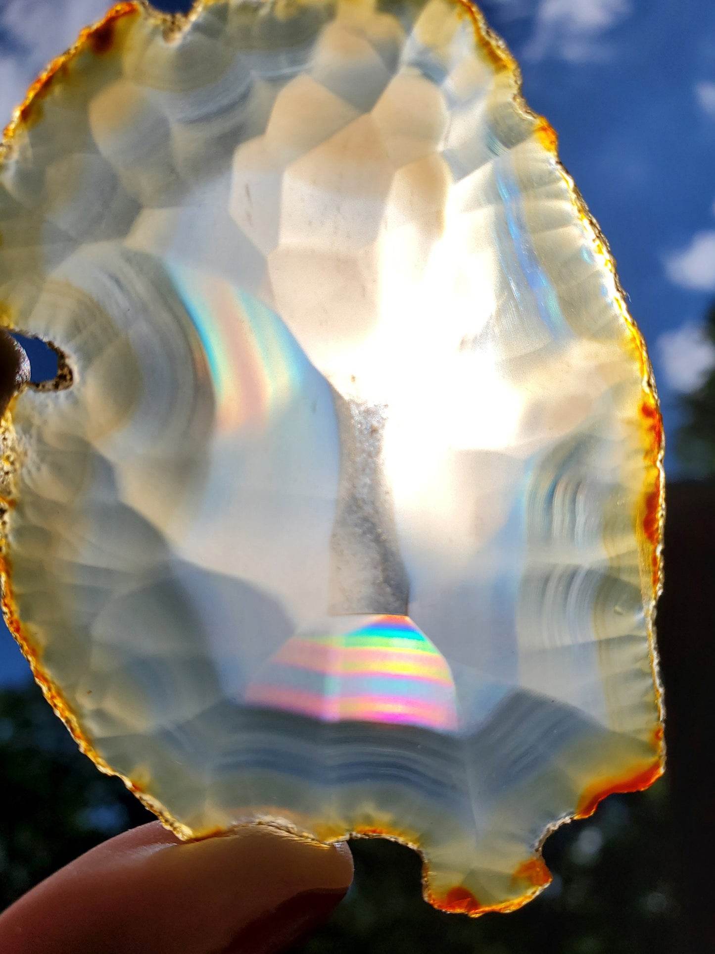 Iris Agate Slice. Iridescent Agate. Rainbow Agate. Meditation tools.