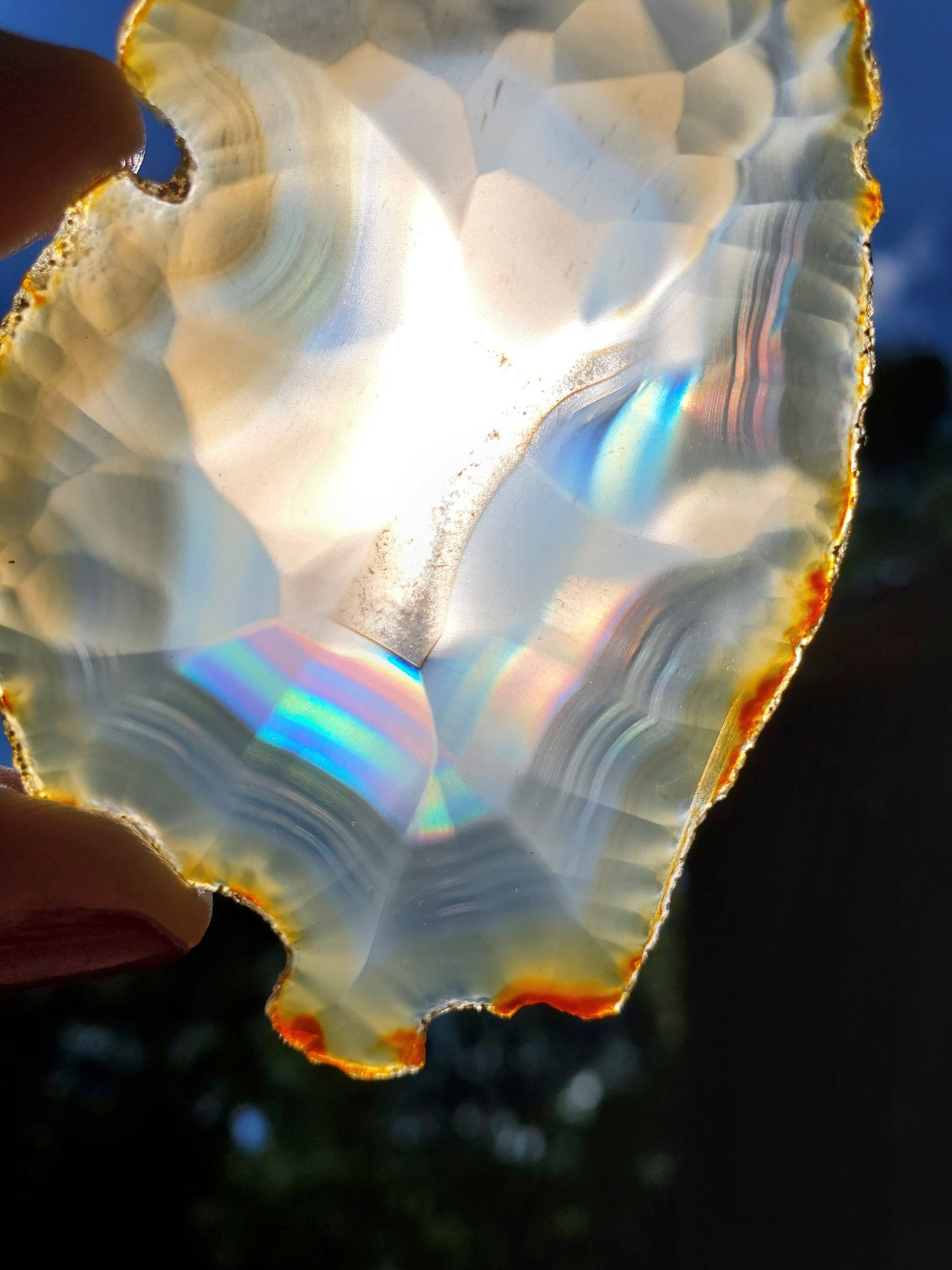 Iris Agate Slice. Iridescent Agate. Rainbow Agate. Meditation tools.