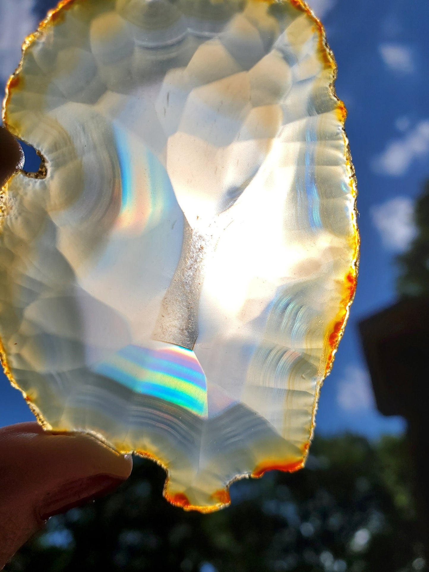 Iris Agate Slice. Iridescent Agate. Rainbow Agate. Meditation tools.