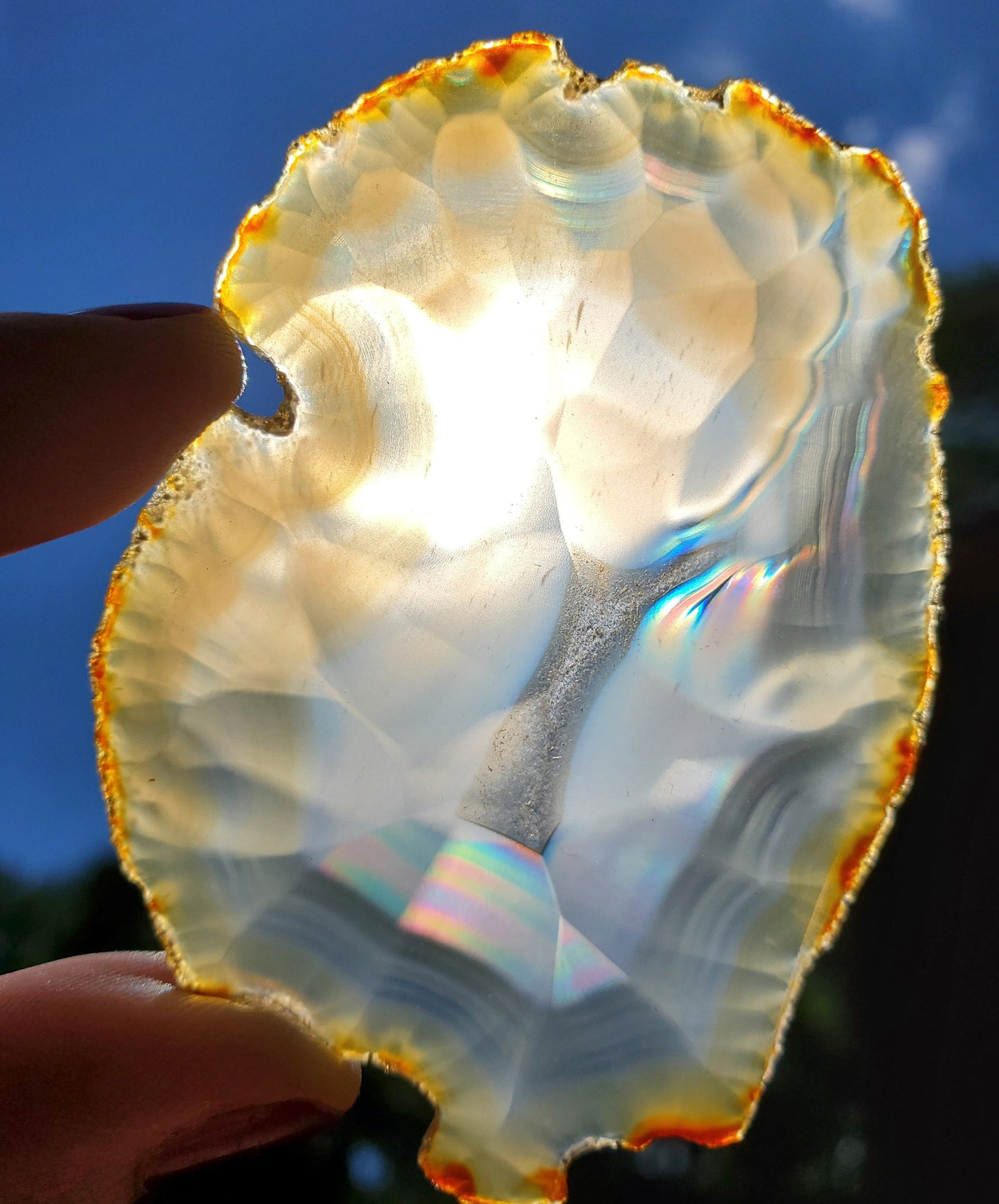 Iris Agate Slice. Iridescent Agate. Rainbow Agate. Meditation tools.