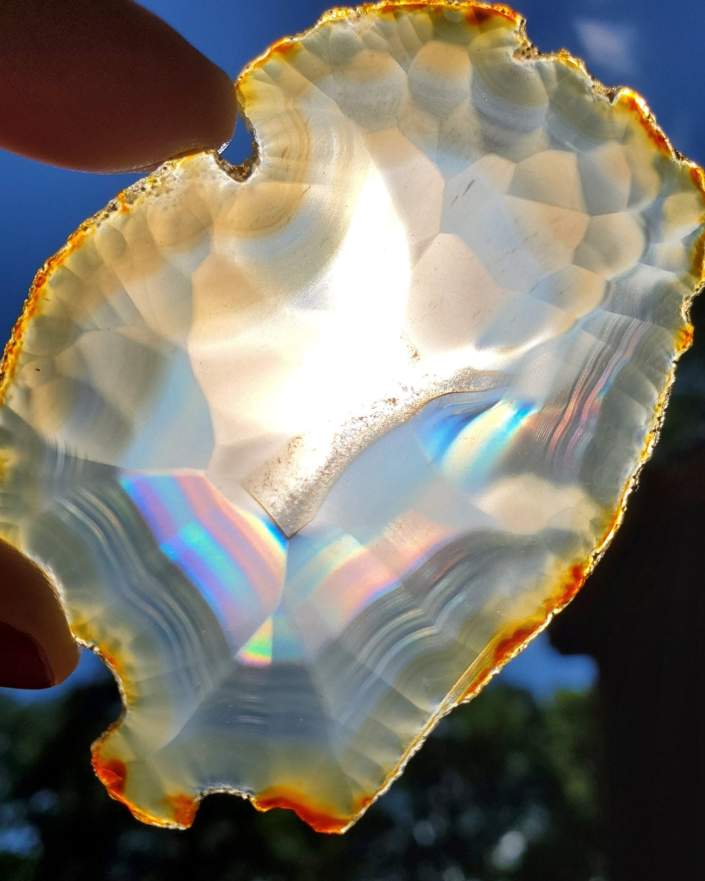 Iris Agate Slice. Iridescent Agate. Rainbow Agate. Meditation tools.