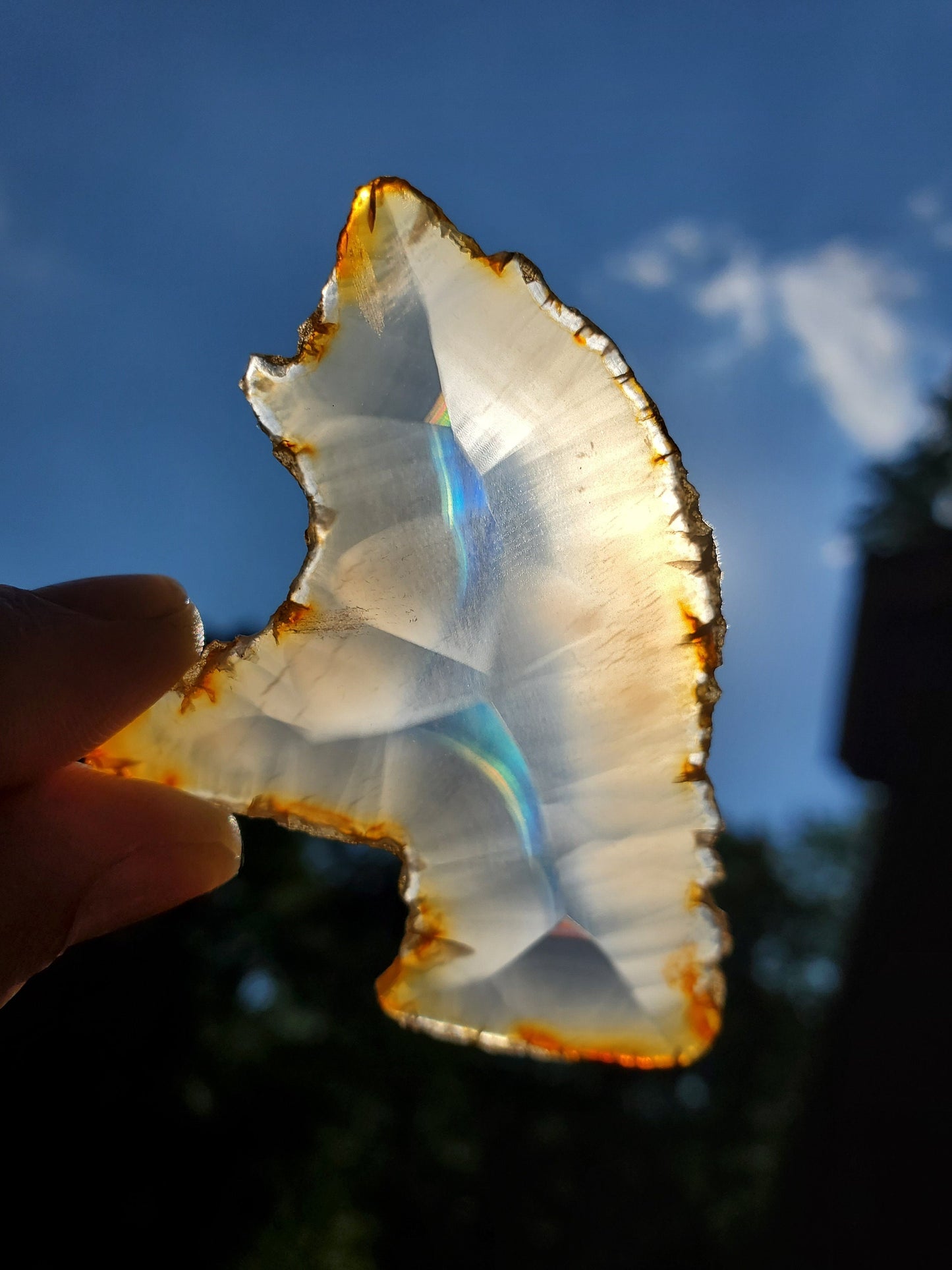 Pretty Iris Agate Slice. Rainbow/Iridescent Agate. Rare Crystal. Meditation tool.