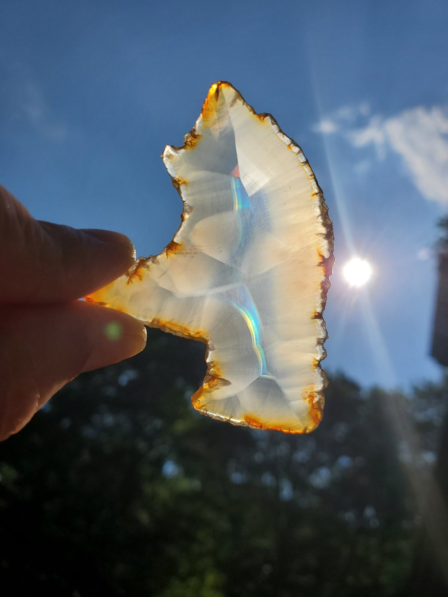 Pretty Iris Agate Slice. Rainbow/Iridescent Agate. Rare Crystal. Meditation tool.