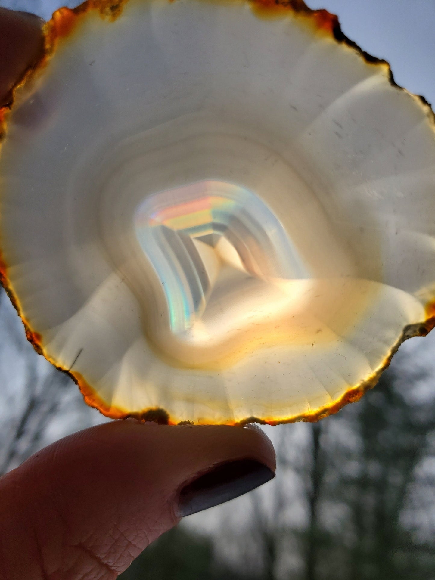 Iris Agate Slice. Iridescent Agate. Natural Rainbow Crystal. Meditation tools.