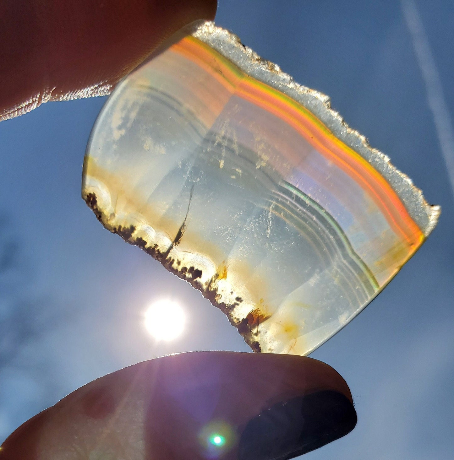 High Quality Iris Agate Piece. Natural Rainbow Crystal Slice. Meditation Tools.