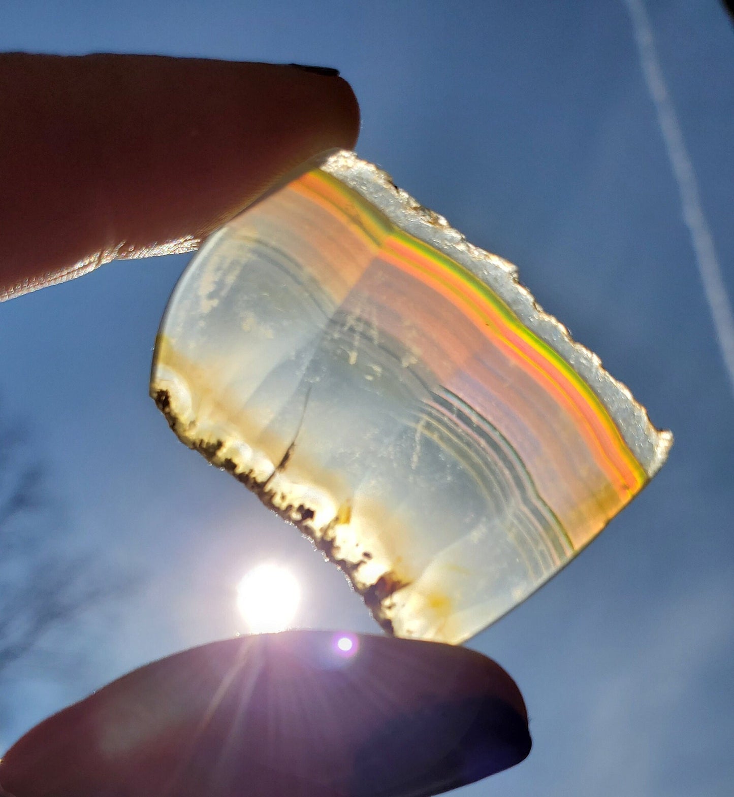 High Quality Iris Agate Piece. Natural Rainbow Crystal Slice. Meditation Tools.