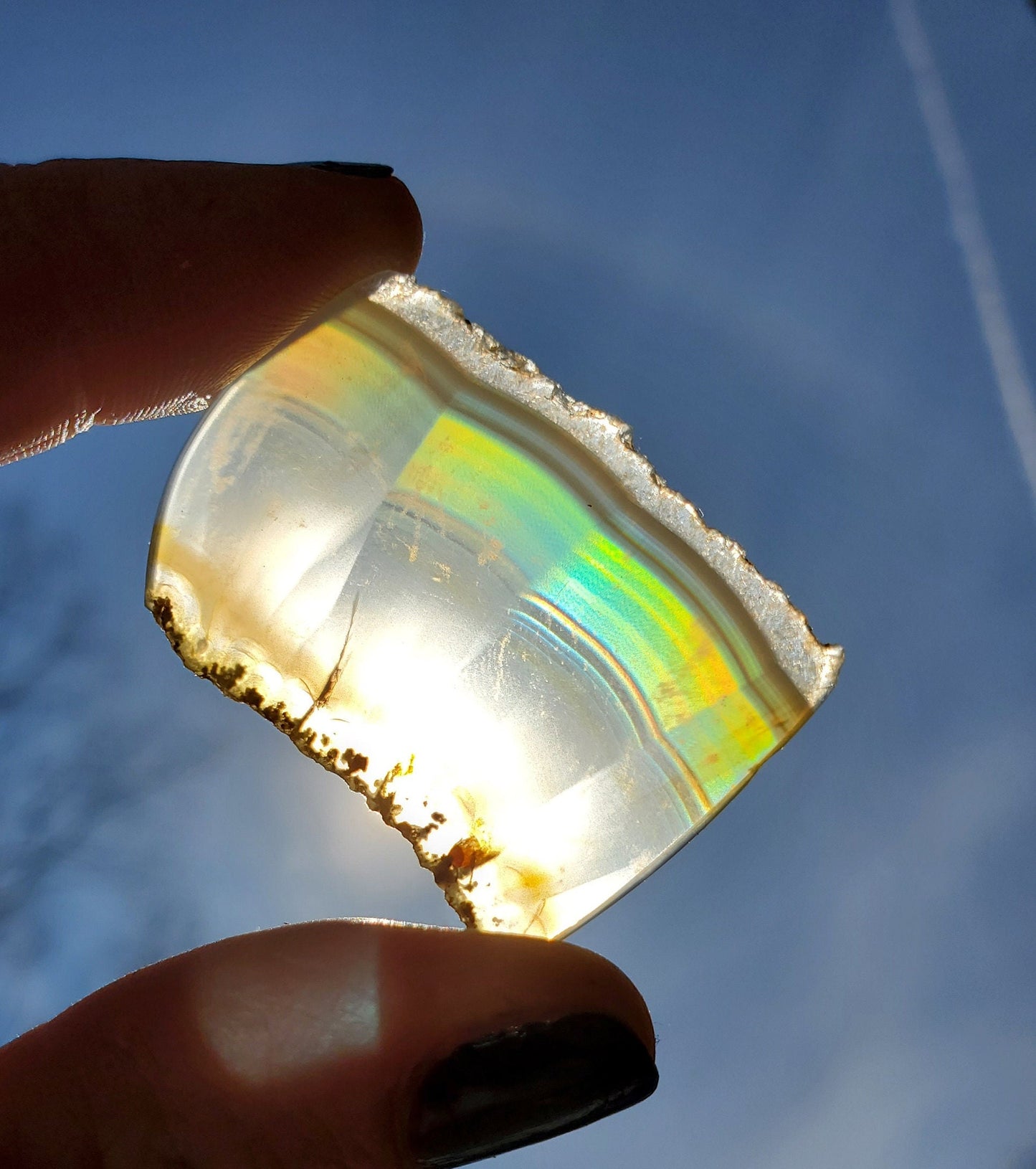 High Quality Iris Agate Piece. Natural Rainbow Crystal Slice. Meditation Tools.