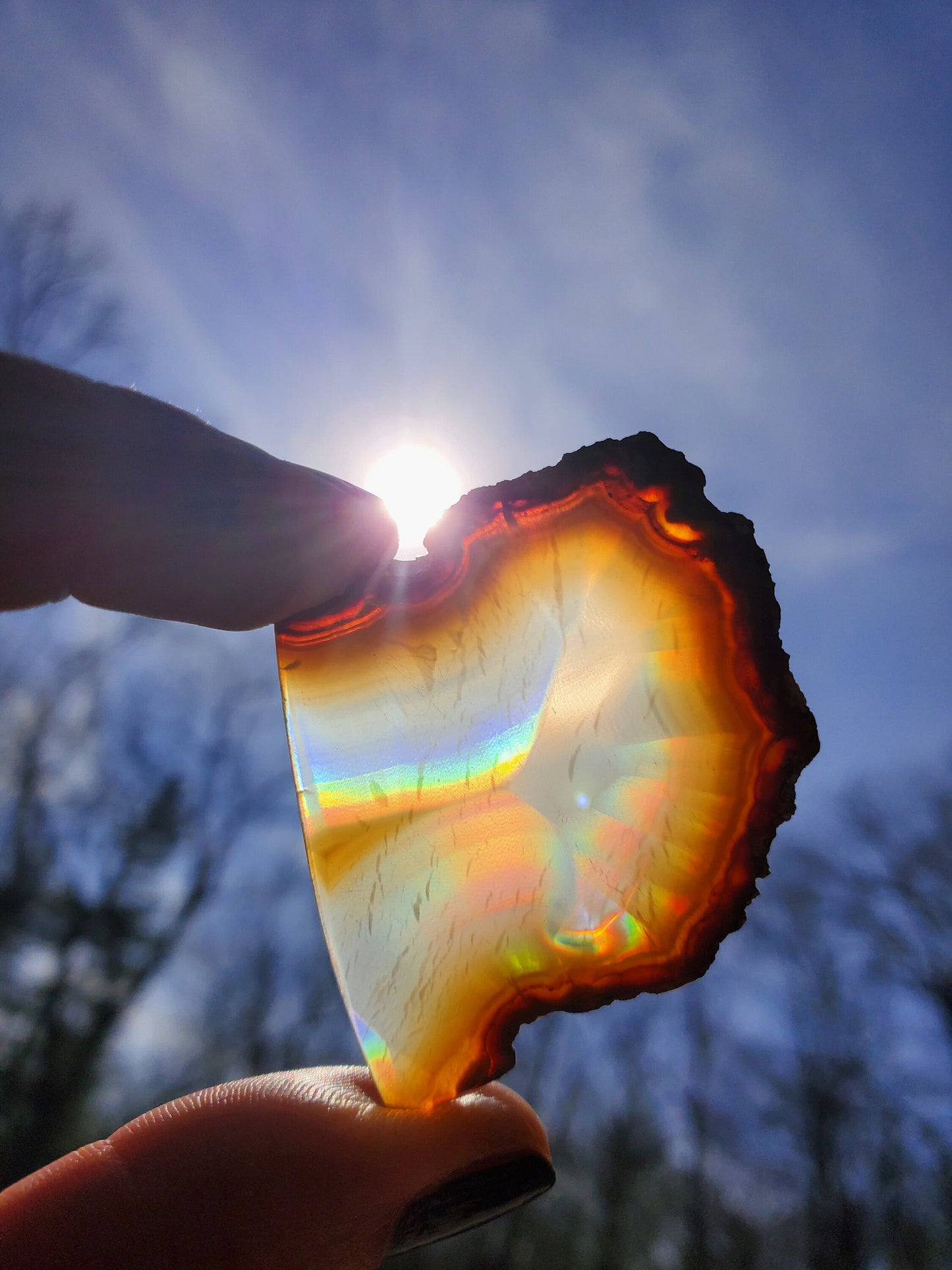 Small High Quality Iris Agate Slice. Iridescent Agate. Natural Rainbow Crystal. Meditation tools.