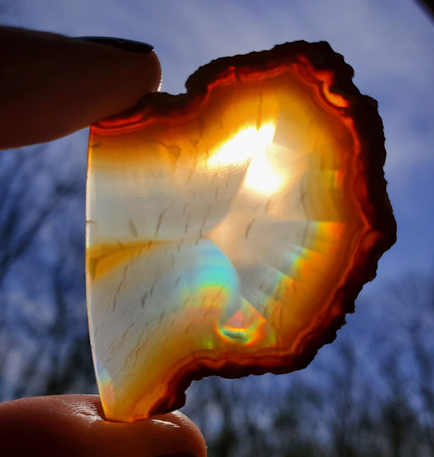 Small High Quality Iris Agate Slice. Iridescent Agate. Natural Rainbow Crystal. Meditation tools.