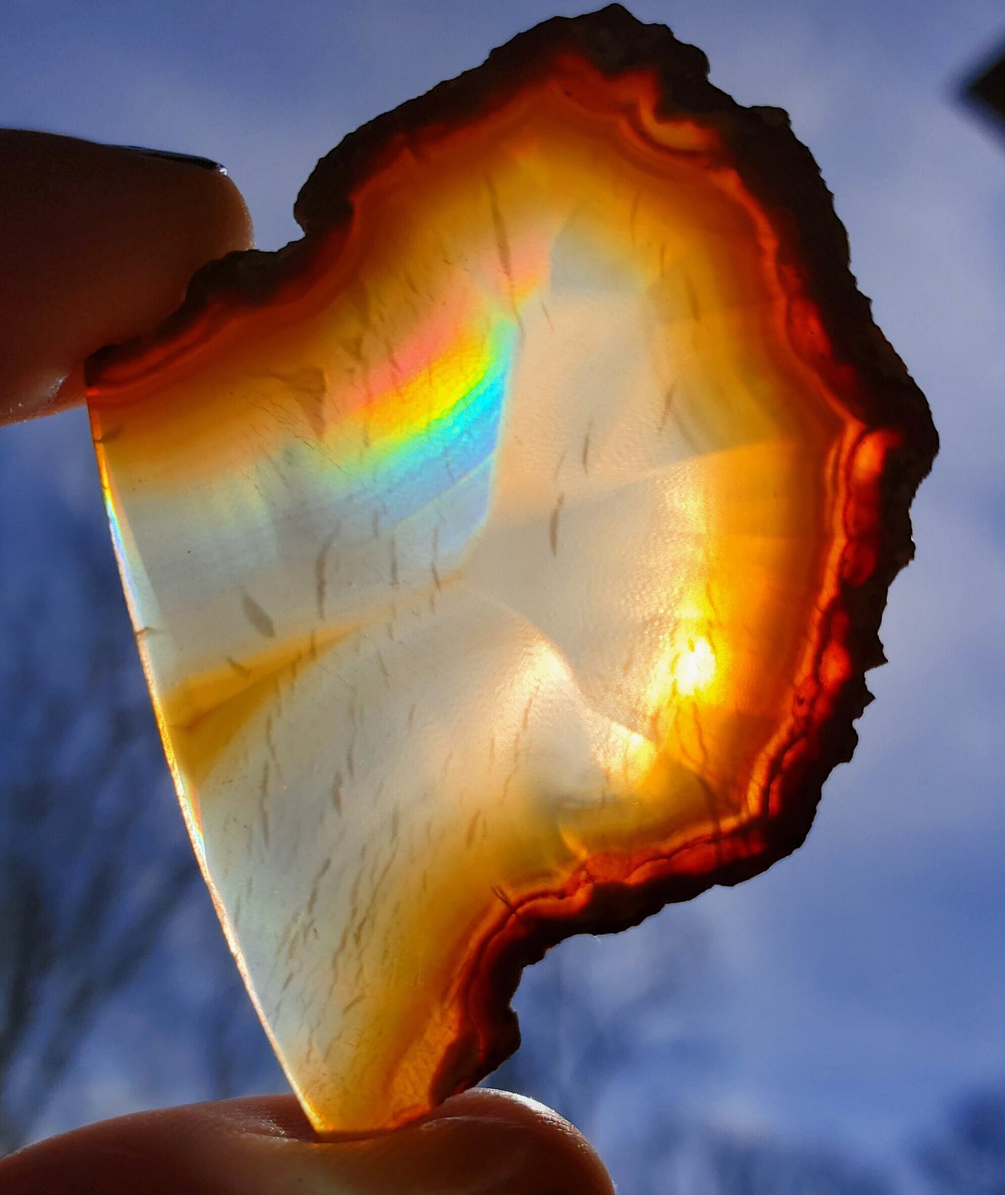 Small High Quality Iris Agate Slice. Iridescent Agate. Natural Rainbow Crystal. Meditation tools.