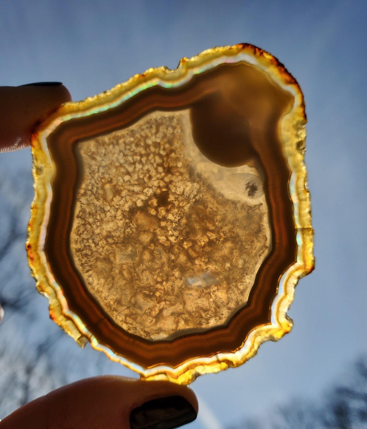 Unique Iris Agate Slice. IRIDESCENT Agate. MEDITATION Tool.  Natural Rainbow Crystal