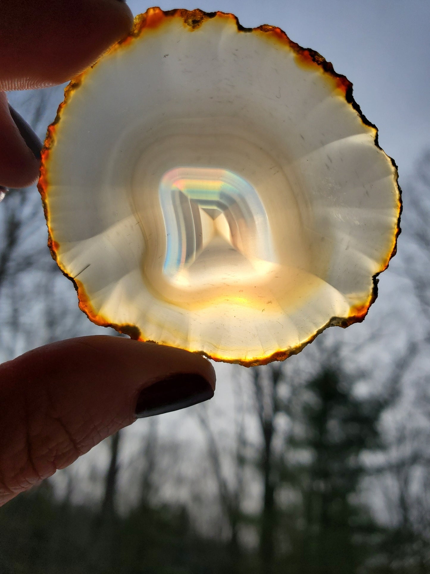 Iris Agate Slice. Iridescent Agate. Natural Rainbow Crystal. Meditation tools.