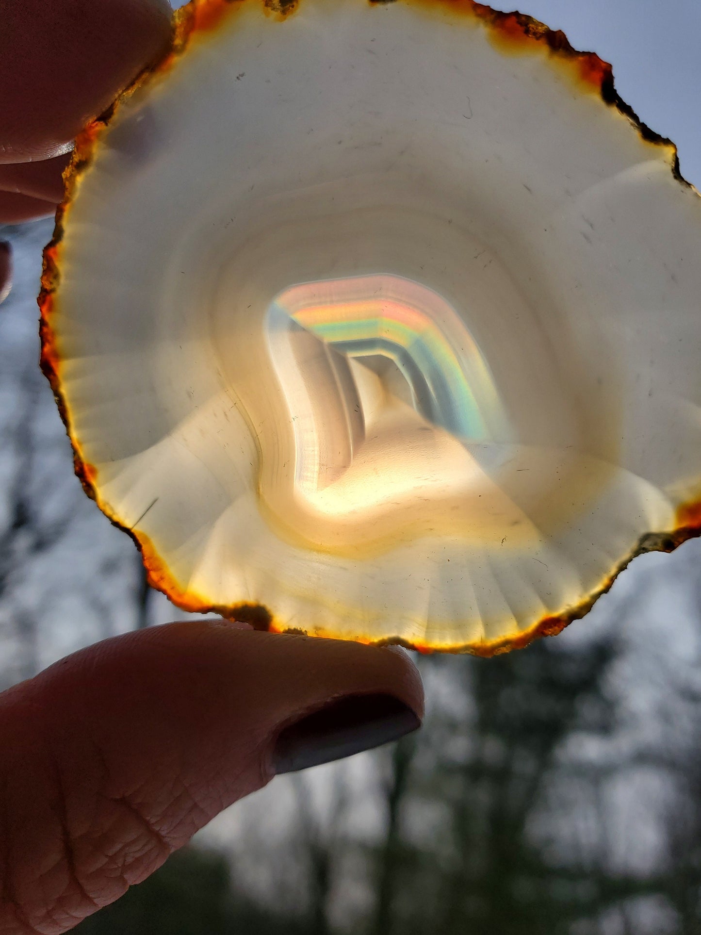 Iris Agate Slice. Iridescent Agate. Natural Rainbow Crystal. Meditation tools.