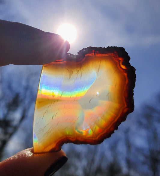 Small High Quality Iris Agate Slice. Iridescent Agate. Natural Rainbow Crystal. Meditation tools.