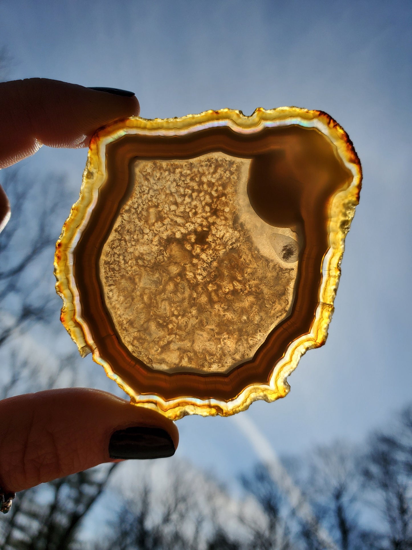 Unique Iris Agate Slice. IRIDESCENT Agate. MEDITATION Tool.  Natural Rainbow Crystal