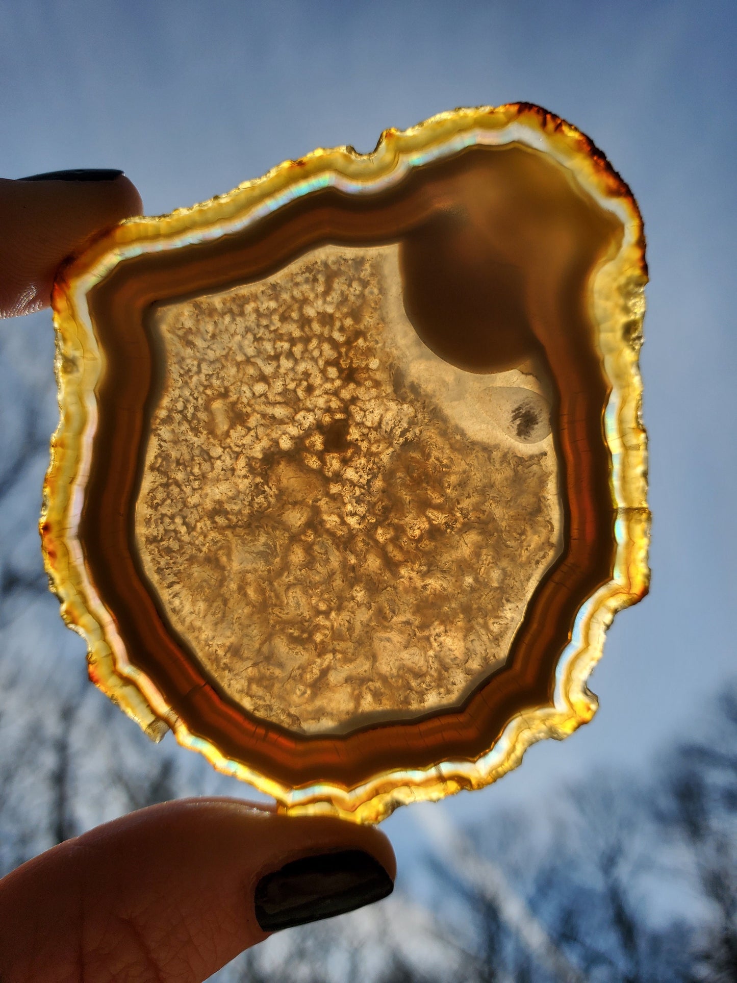 Unique Iris Agate Slice. IRIDESCENT Agate. MEDITATION Tool.  Natural Rainbow Crystal