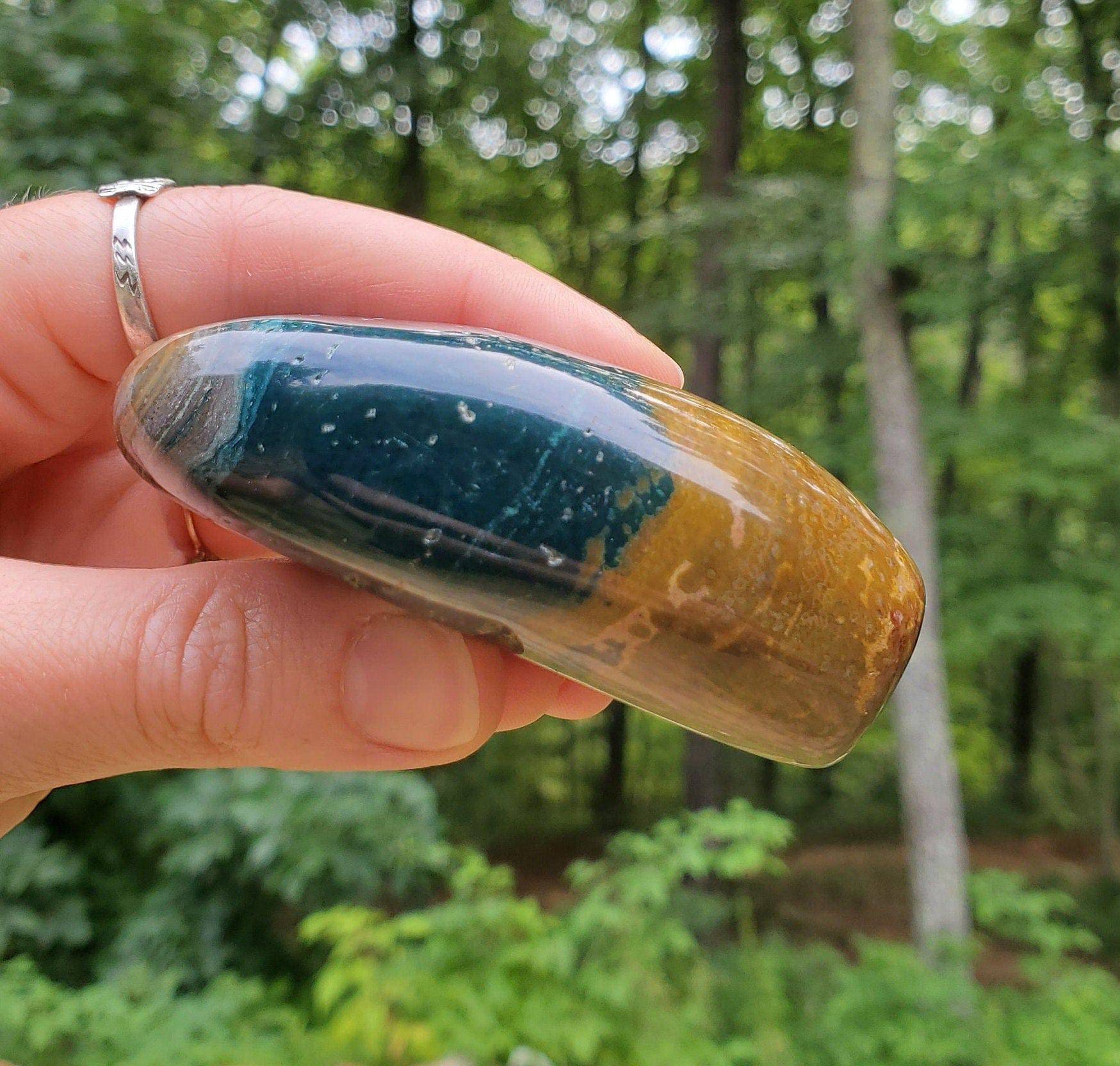 Ocean Jasper Freeform. Green Jasper. Polished Crystal. Meditation Tool. Indonesian. - EarthyElementStudio