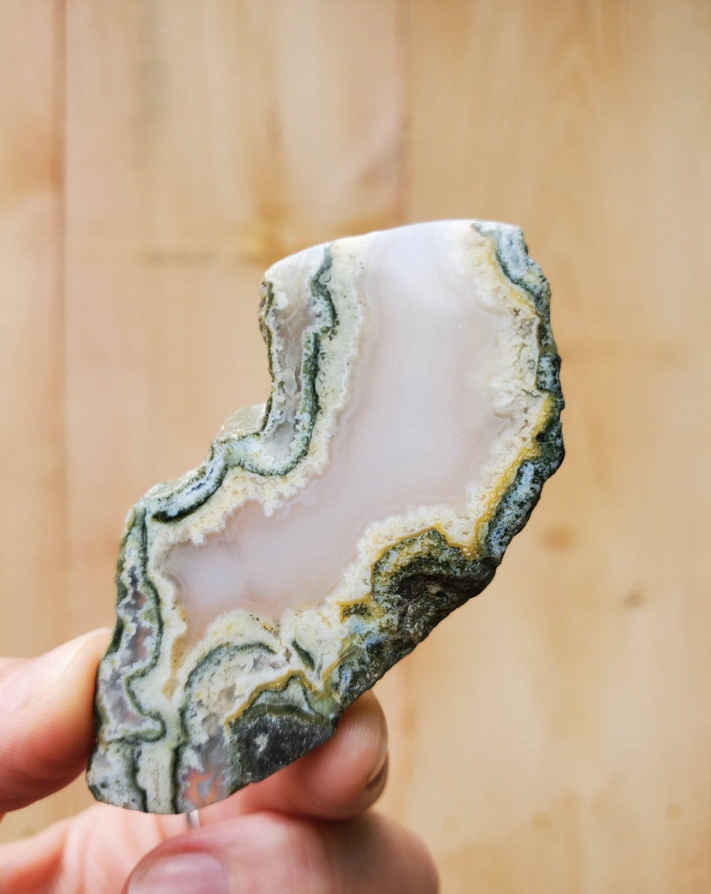 Moss Agate Slice / Polished Slab. Heart & Third Eye Chakra. Green Crystal.