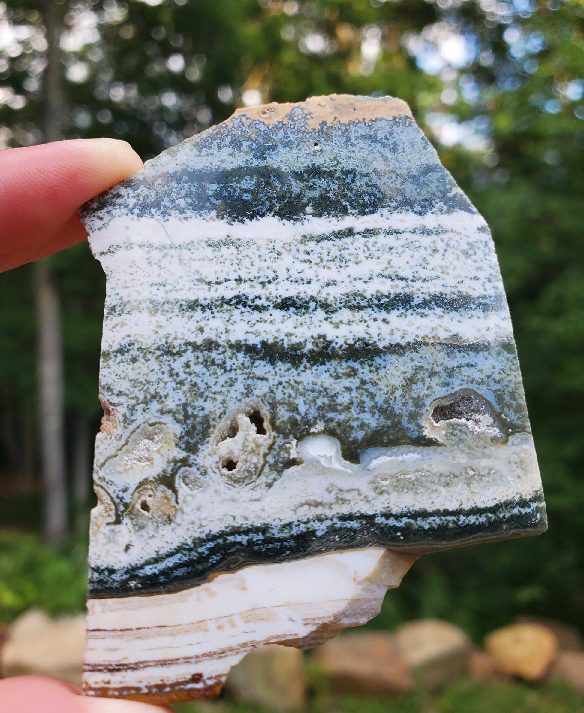 Small Ocean Jasper Slab. Jasper Slice with little druzy pockets. - EarthyElementStudio