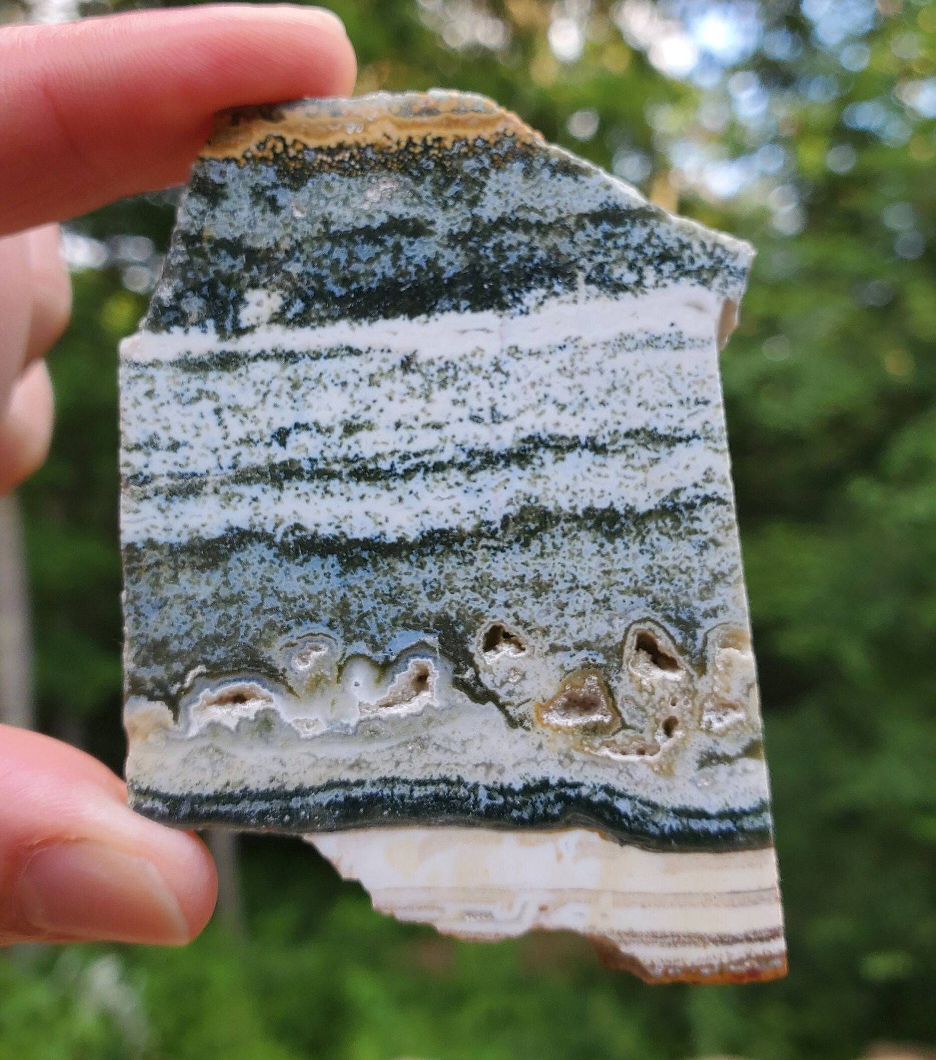 Small Ocean Jasper Slab. Jasper Slice with little druzy pockets. - EarthyElementStudio