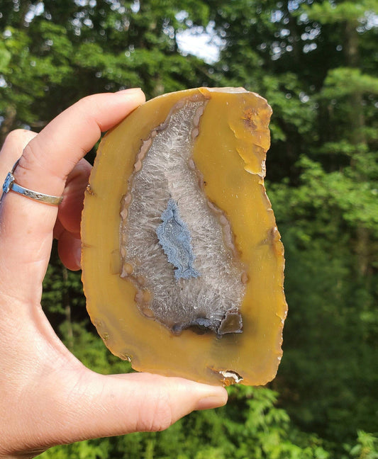 Yellow Agate Slab. Agate Display Slice. Meditation tool. - EarthyElementStudio