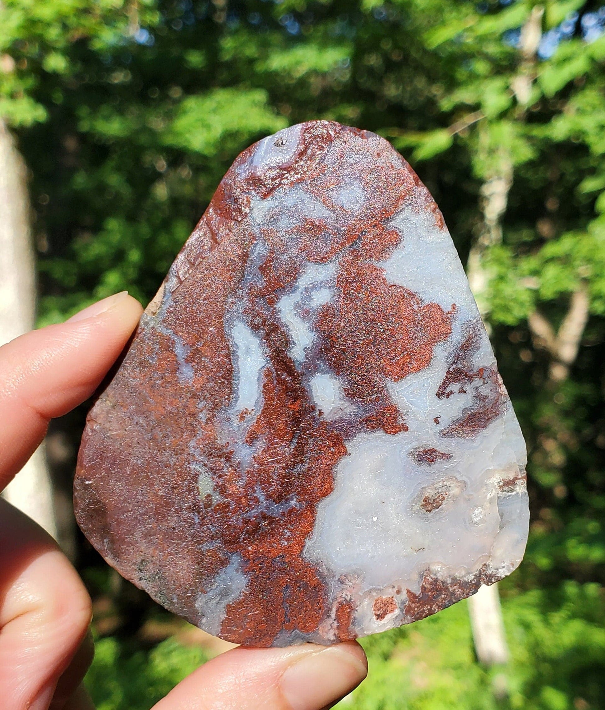 Red Moss Agate Slice. Raw/ UNpolished Slab with Quartz. Red Crystal. - EarthyElementStudio