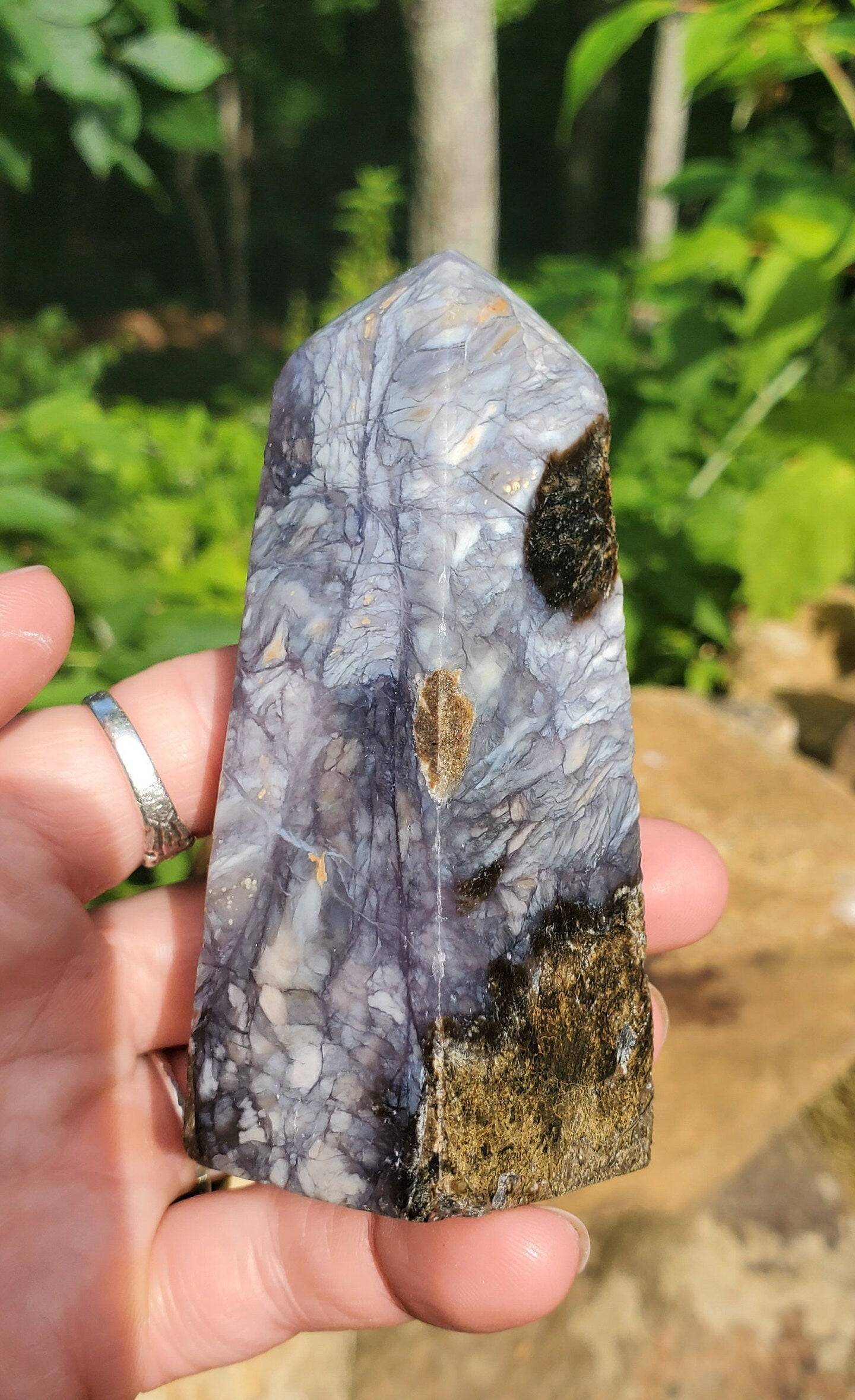 Purple Chalcedony Obelisk/ Tower. Purple Agate point. Heart and Third Eye  Chakra Crystal. Meditation Tool. - EarthyElementStudio