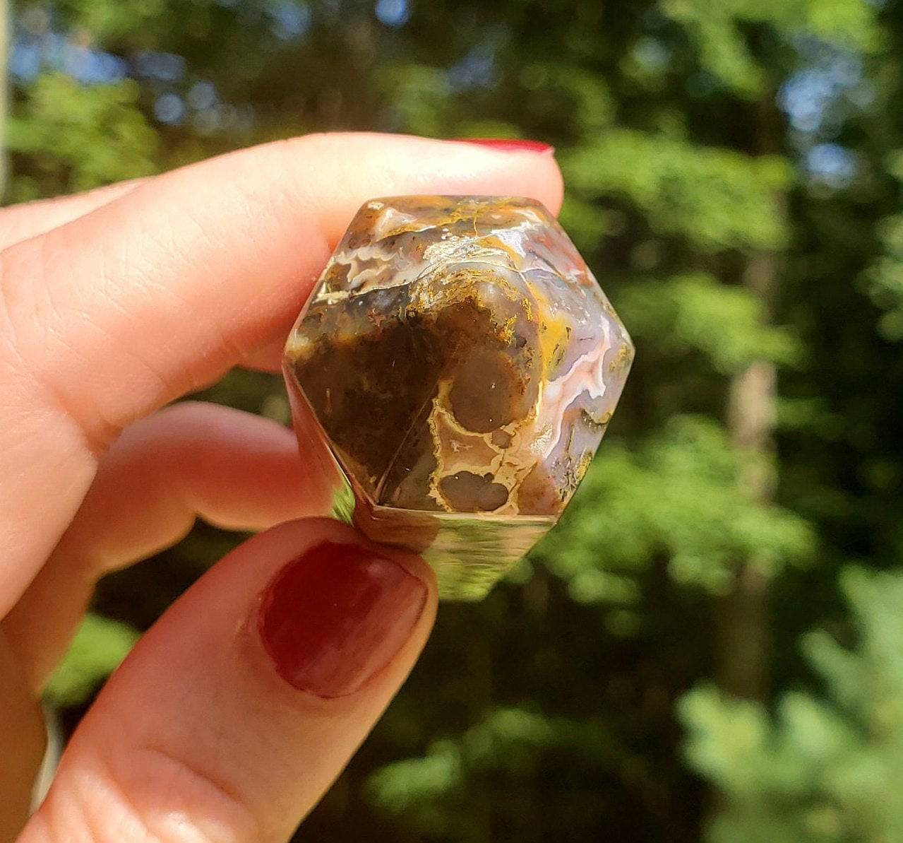 Beautiful Red Moss Agate. Double Terminate Point /Wand. Carved Crystal. Spiritual growth. Prosperity. - EarthyElementStudio