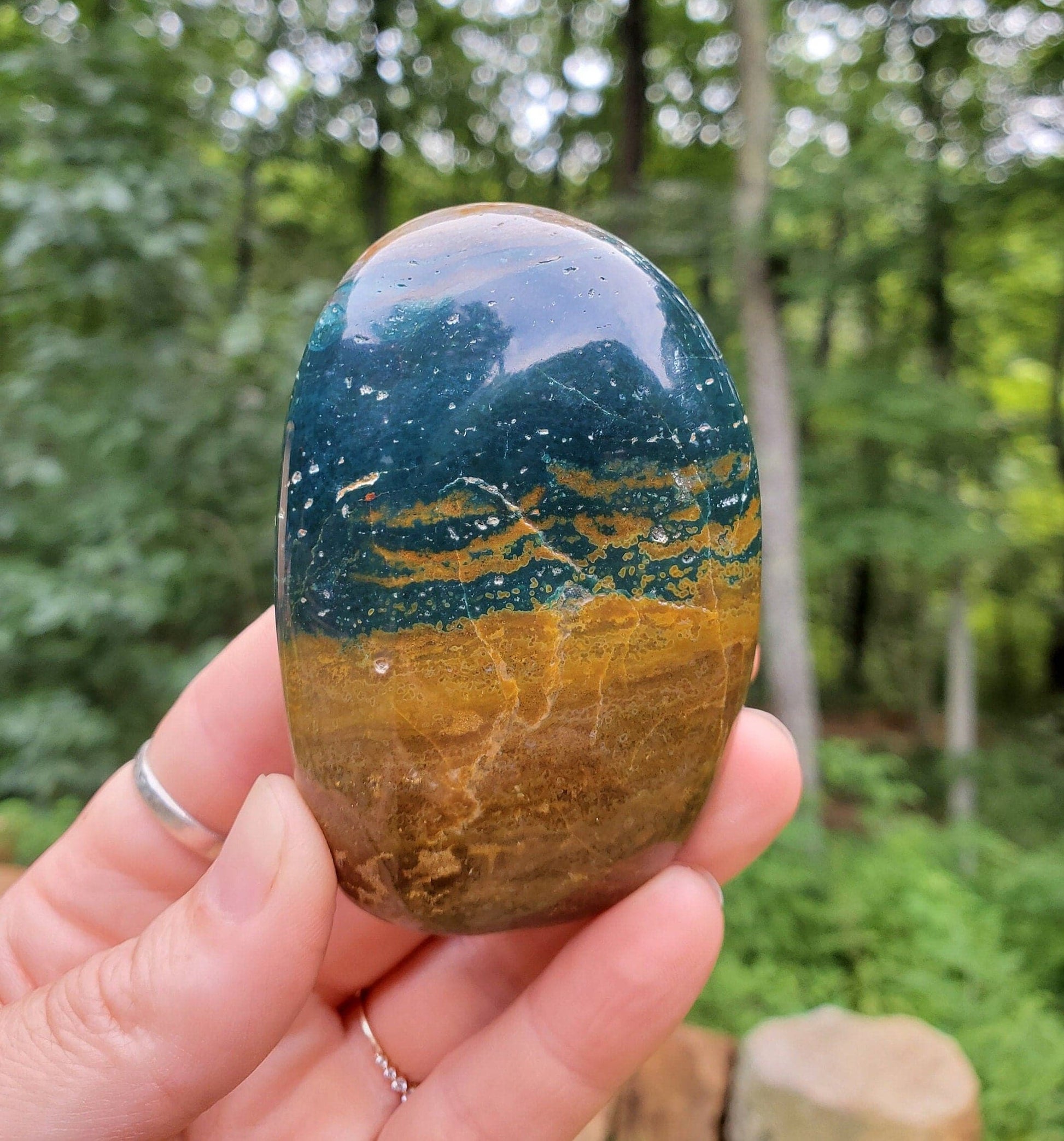 Ocean Jasper Freeform. Green Jasper. Polished Crystal. Meditation Tool. Indonesian. - EarthyElementStudio