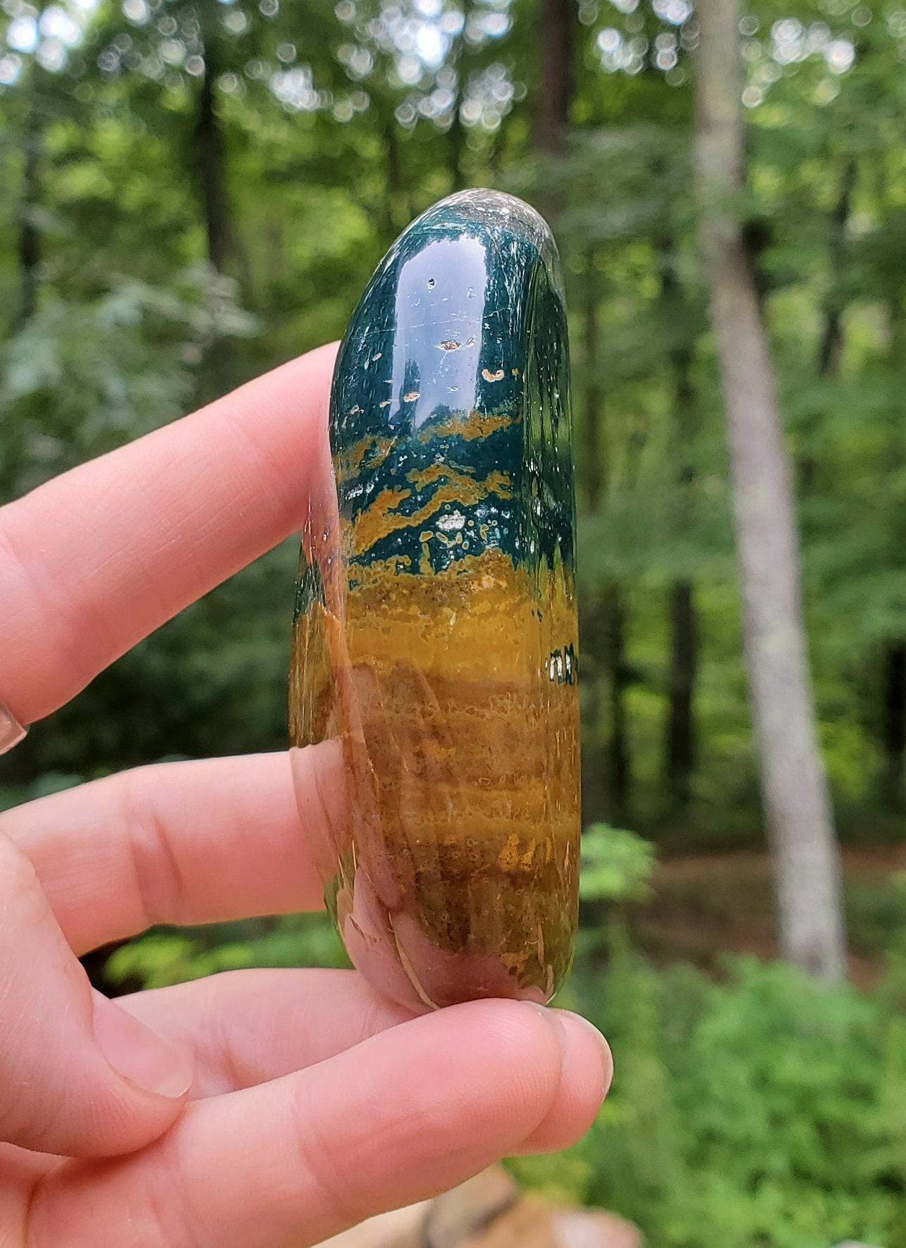 Ocean Jasper Freeform. Green Jasper. Polished Crystal. Meditation Tool. Indonesian. - EarthyElementStudio