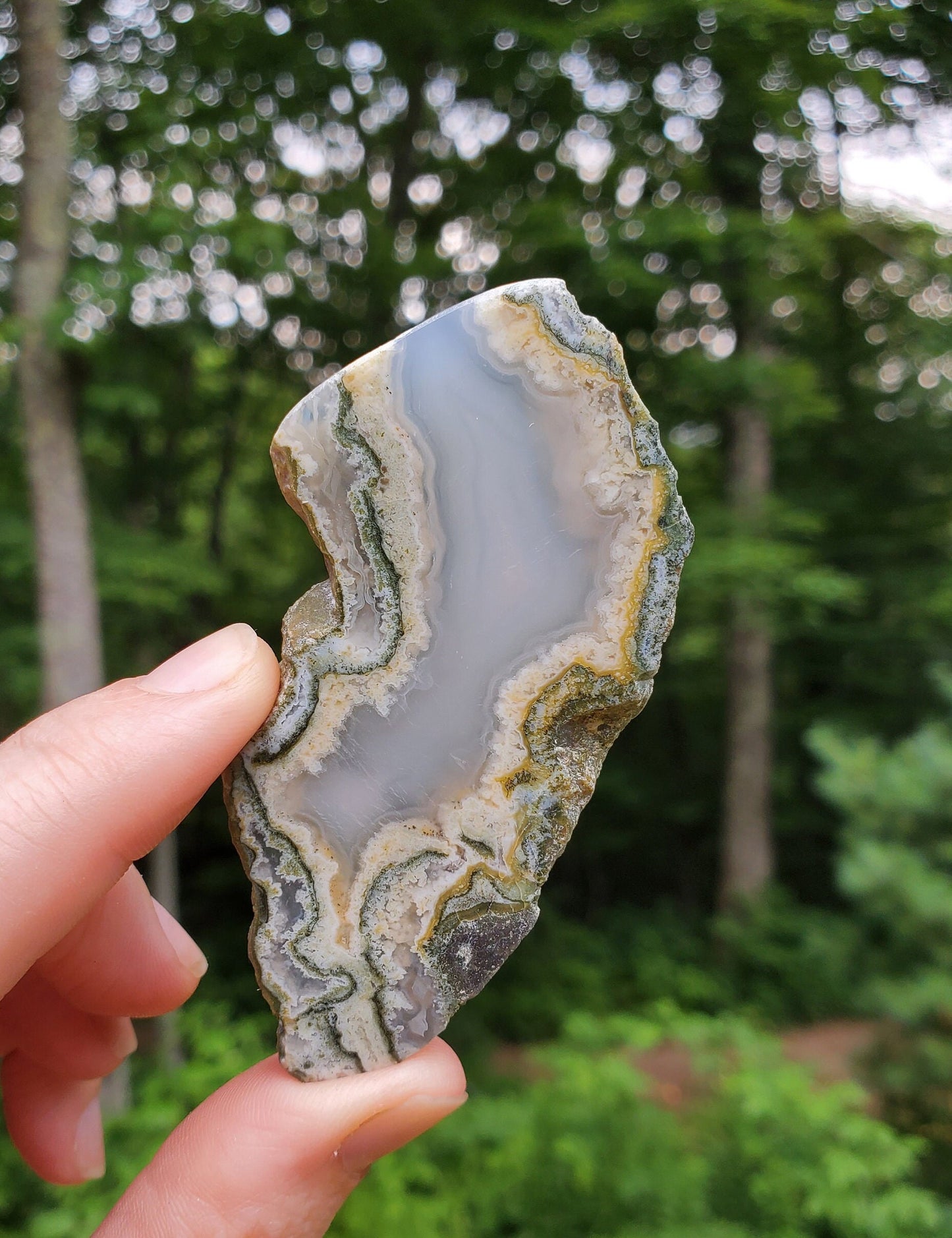 Moss Agate Slice / Polished Slab. Heart & Third Eye Chakra. Green Crystal.