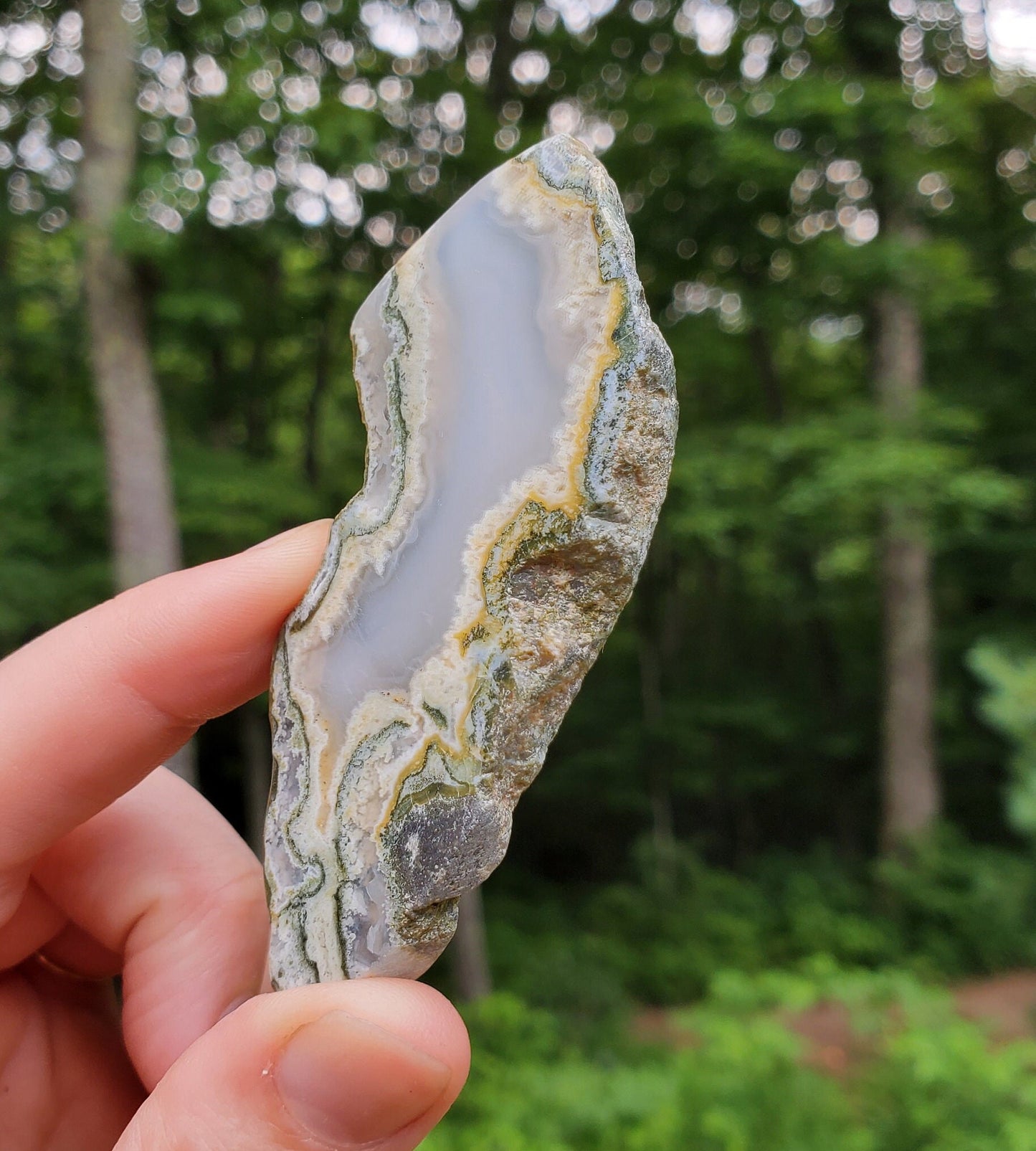 Moss Agate Slice / Polished Slab. Heart & Third Eye Chakra. Green Crystal.