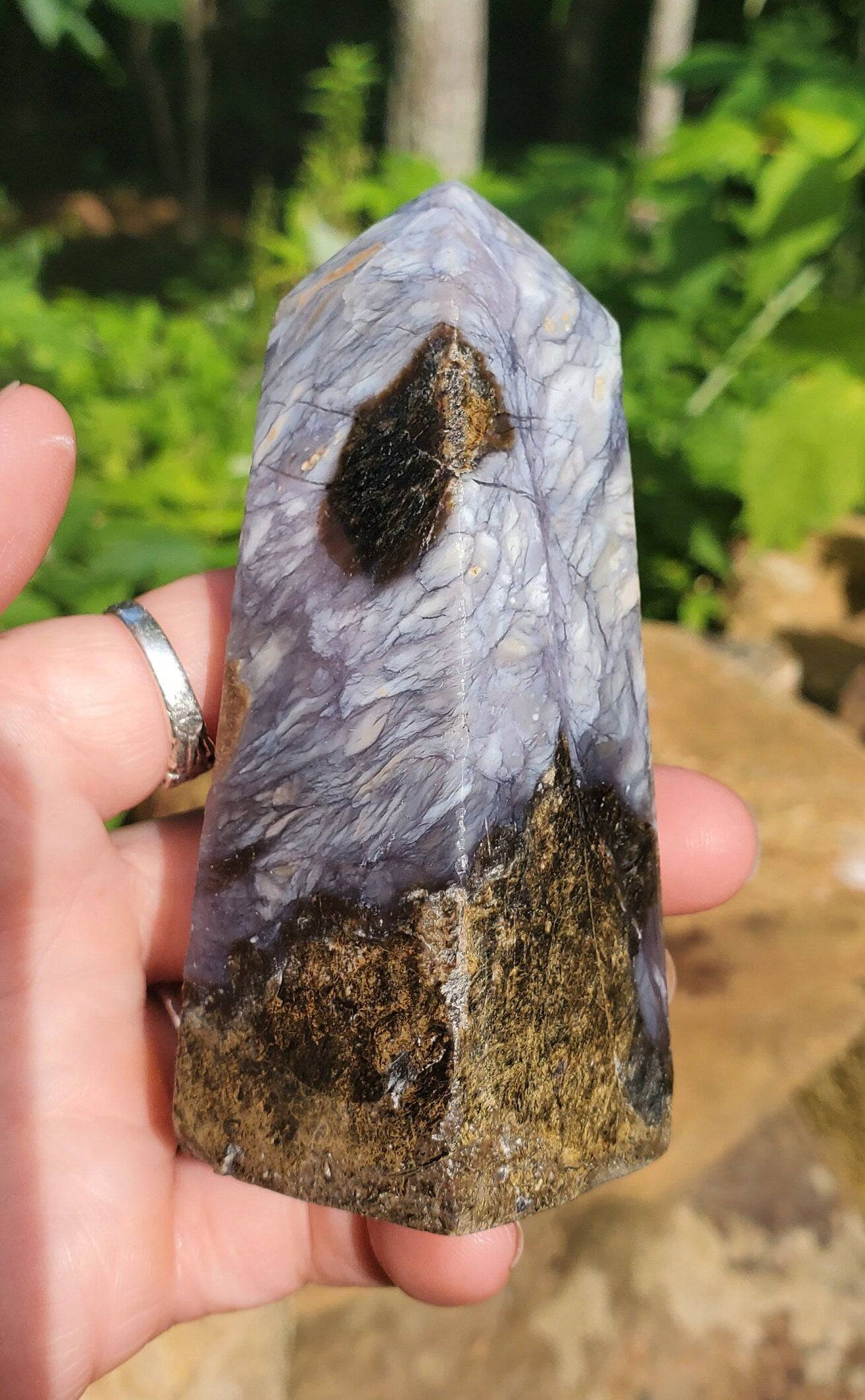 Purple Chalcedony Obelisk/ Tower. Purple Agate point. Heart and Third Eye  Chakra Crystal. Meditation Tool. - EarthyElementStudio