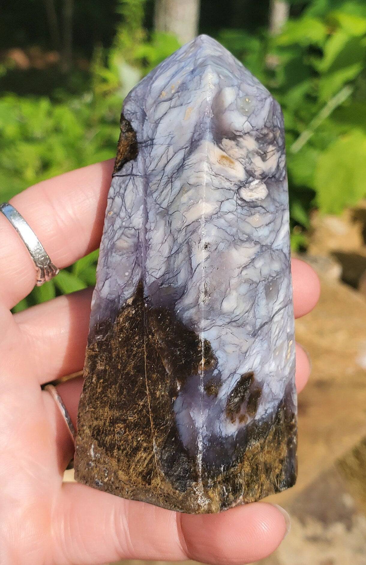 Purple Chalcedony Obelisk/ Tower. Purple Agate point. Heart and Third Eye  Chakra Crystal. Meditation Tool. - EarthyElementStudio