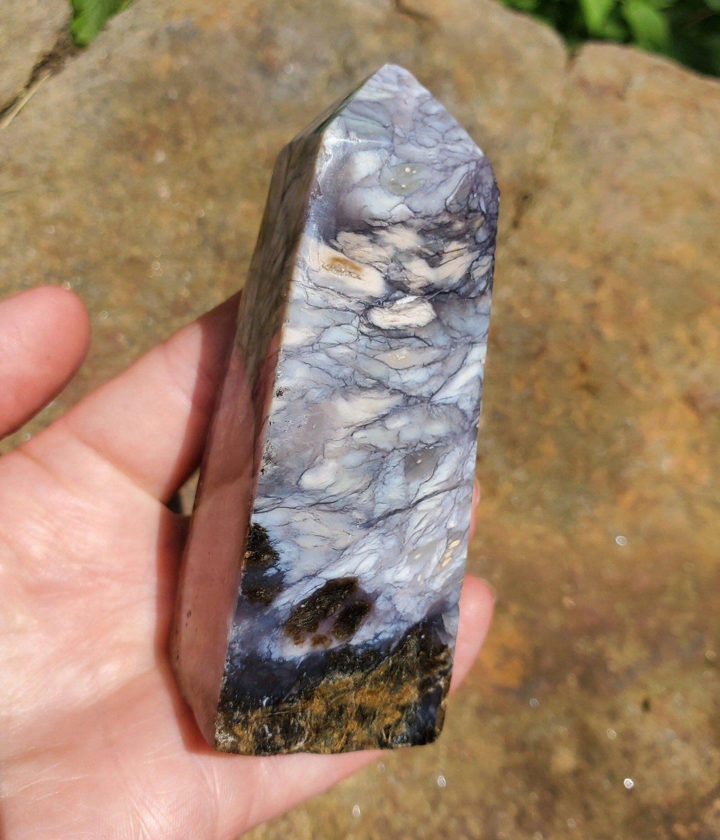 Purple Chalcedony Obelisk/ Tower. Purple Agate point. Heart and Third Eye  Chakra Crystal. Meditation Tool. - EarthyElementStudio