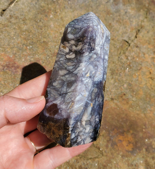 Purple Chalcedony Obelisk/ Tower. Purple Agate point. Heart and Third Eye  Chakra Crystal. Meditation Tool.