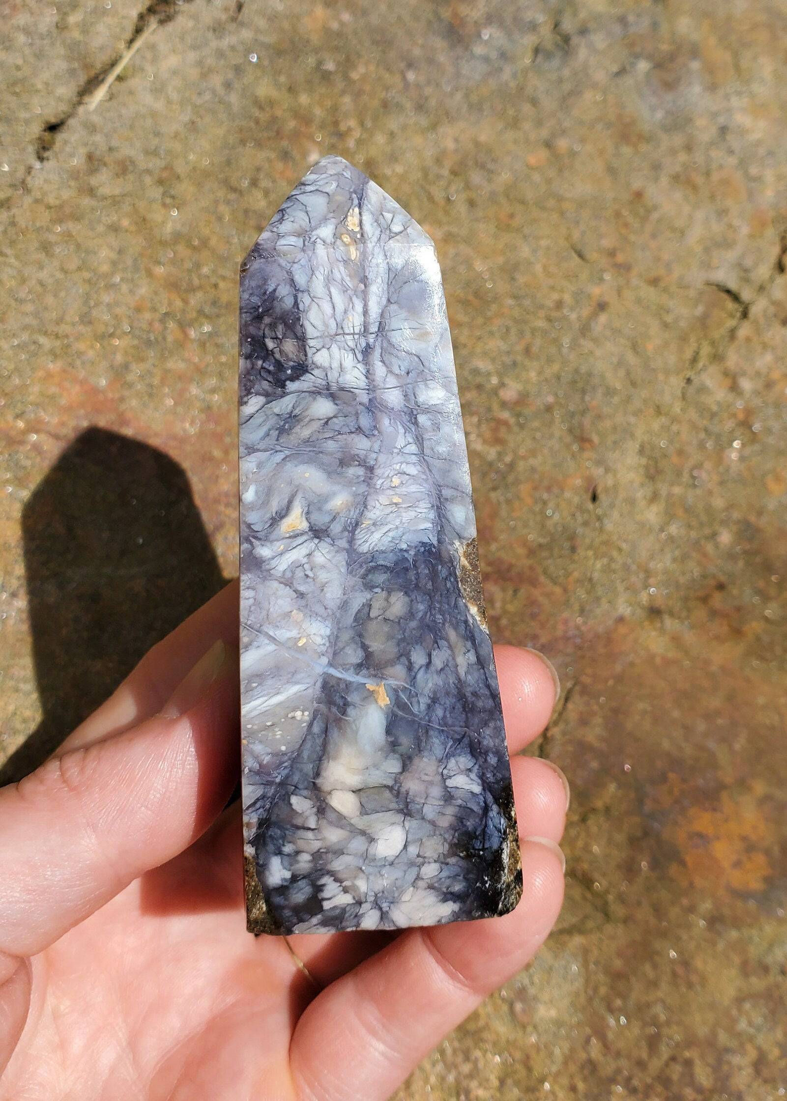 Purple Chalcedony Obelisk/ Tower. Purple Agate point. Heart and Third Eye  Chakra Crystal. Meditation Tool. - EarthyElementStudio